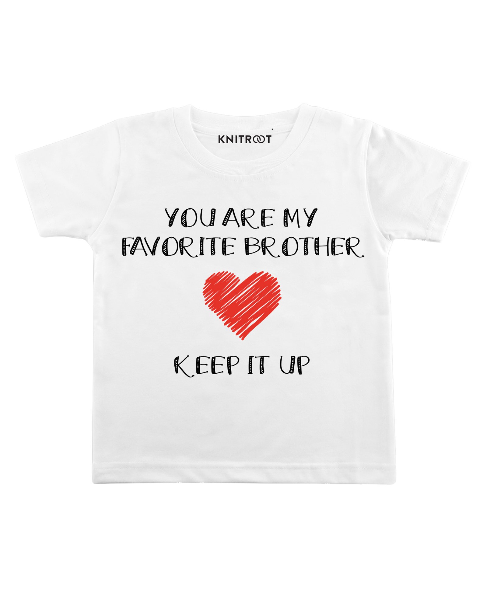 KNITROOT Half Sleeves Favorite Brother Printed Tee - White-image-27