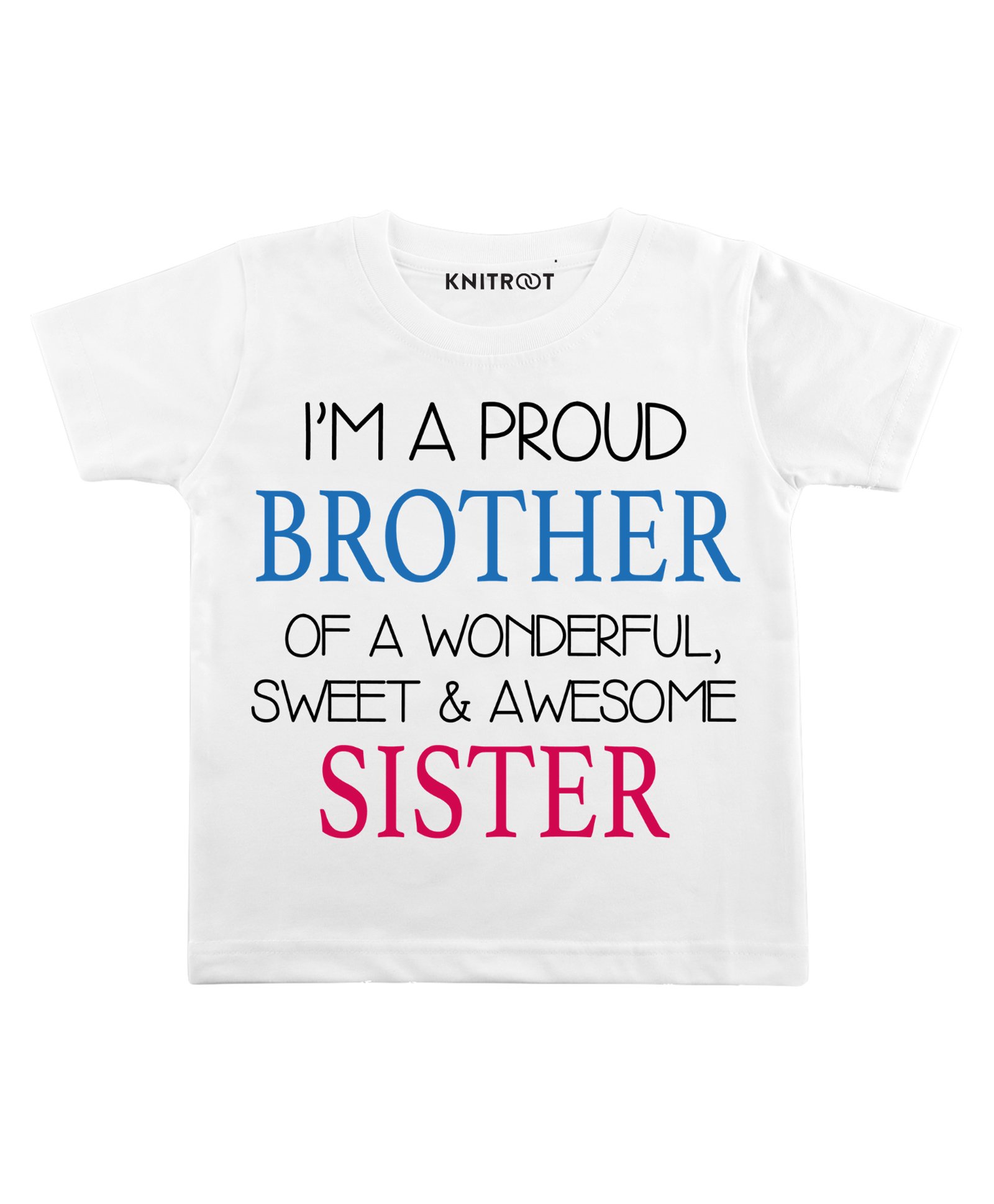 KNITROOT Half Sleeves Proud Brother Printed Tee - White-image-31
