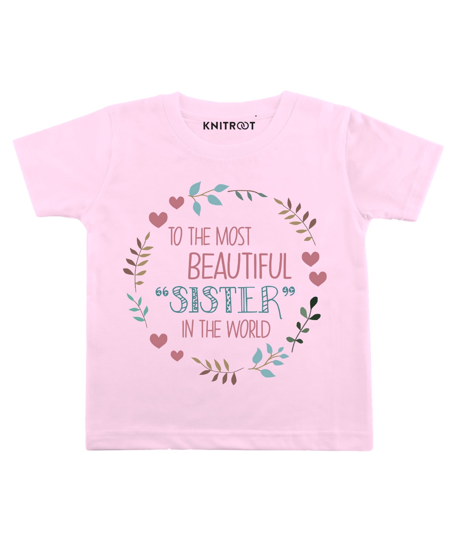 KNITROOT Half Sleeves Beautiful Sister Printed Tee - Pink-image-9