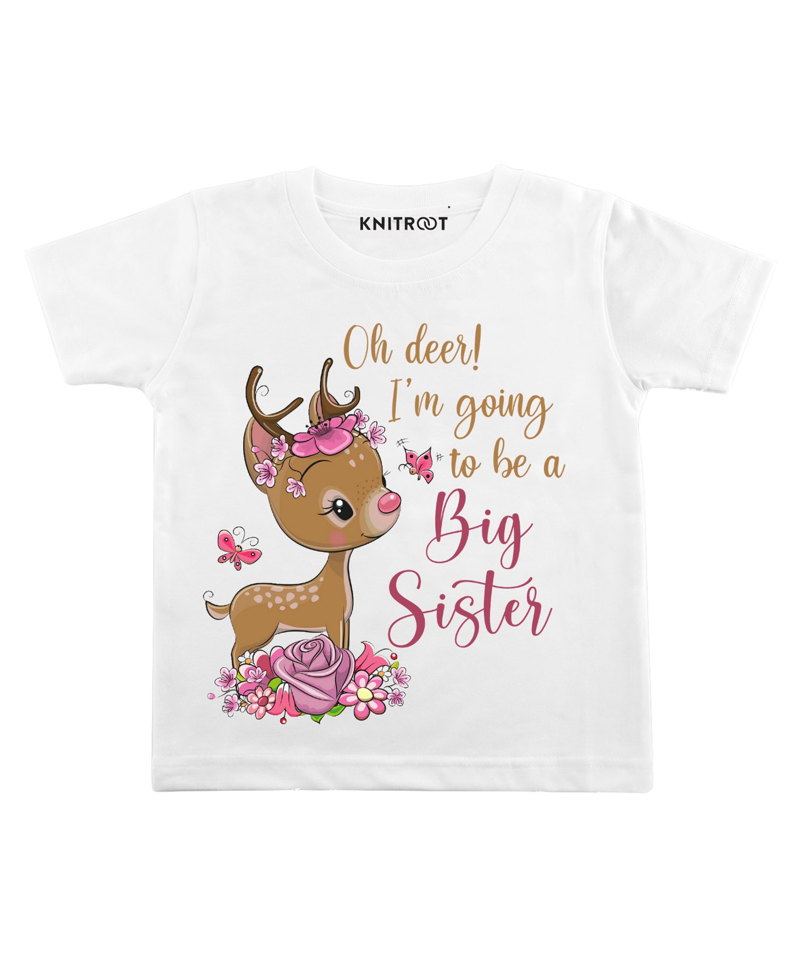 KNITROOT Half Sleeves Big Sister Printed Tee - White-picture-32