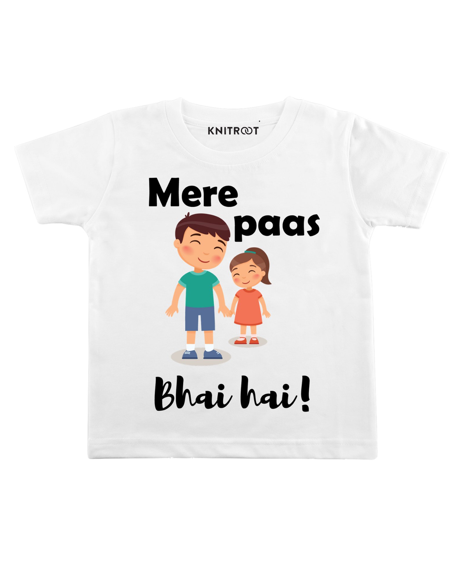 KNITROOT Bhai Hai Print Half Sleeves Tee - White-picture-16
