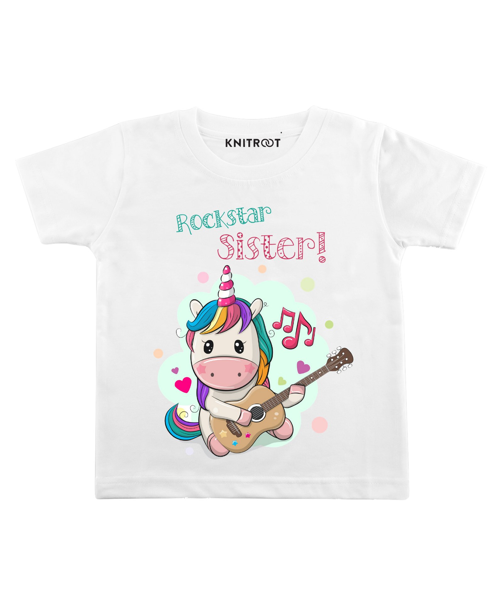 KNITROOT Rockstar Sister Print Half Sleeves Tee - White-image-6