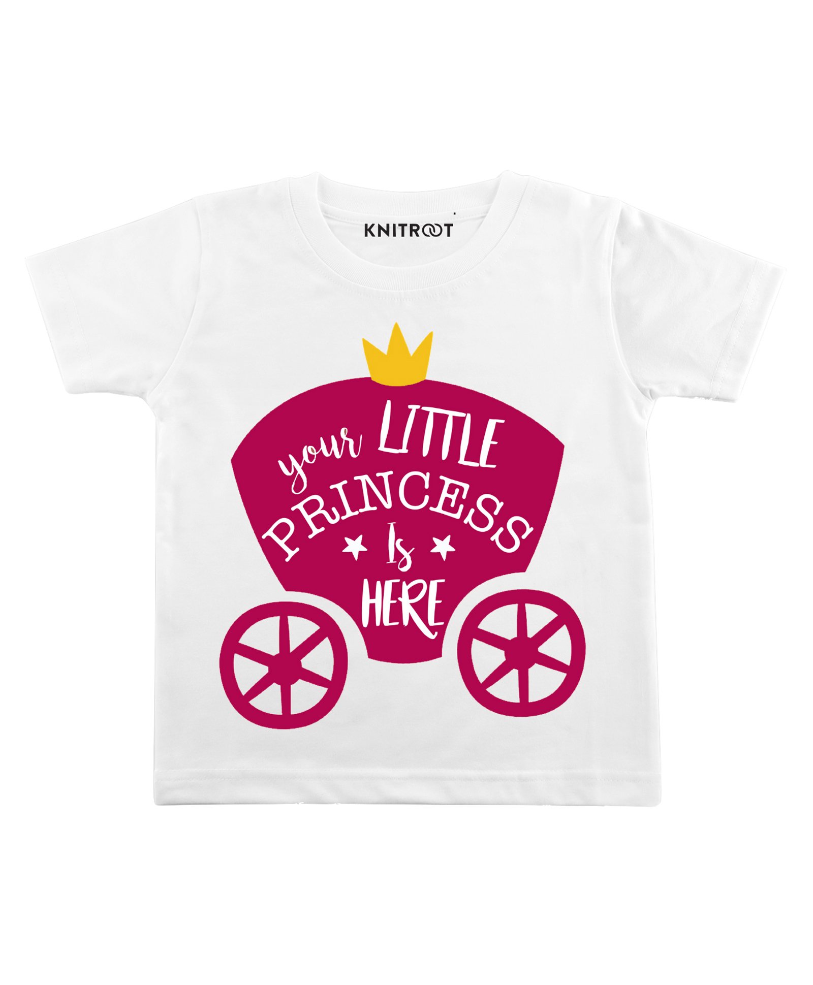 KNITROOT Half Sleeves Little Princess Print T-Shirt - White-picture-27