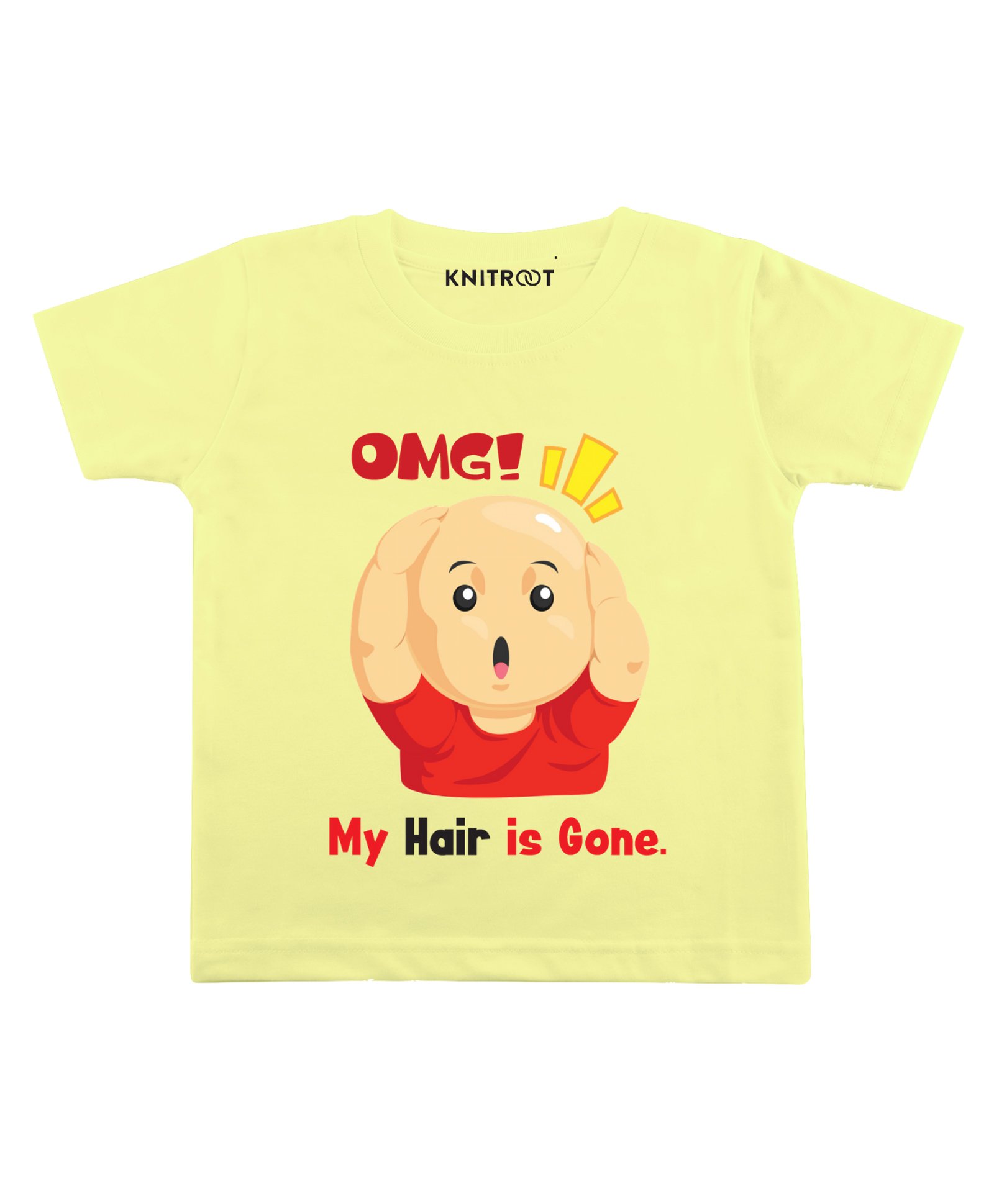 KNITROOT Half Sleeves Omg Print T-Shirt  - Yellow-picture-27