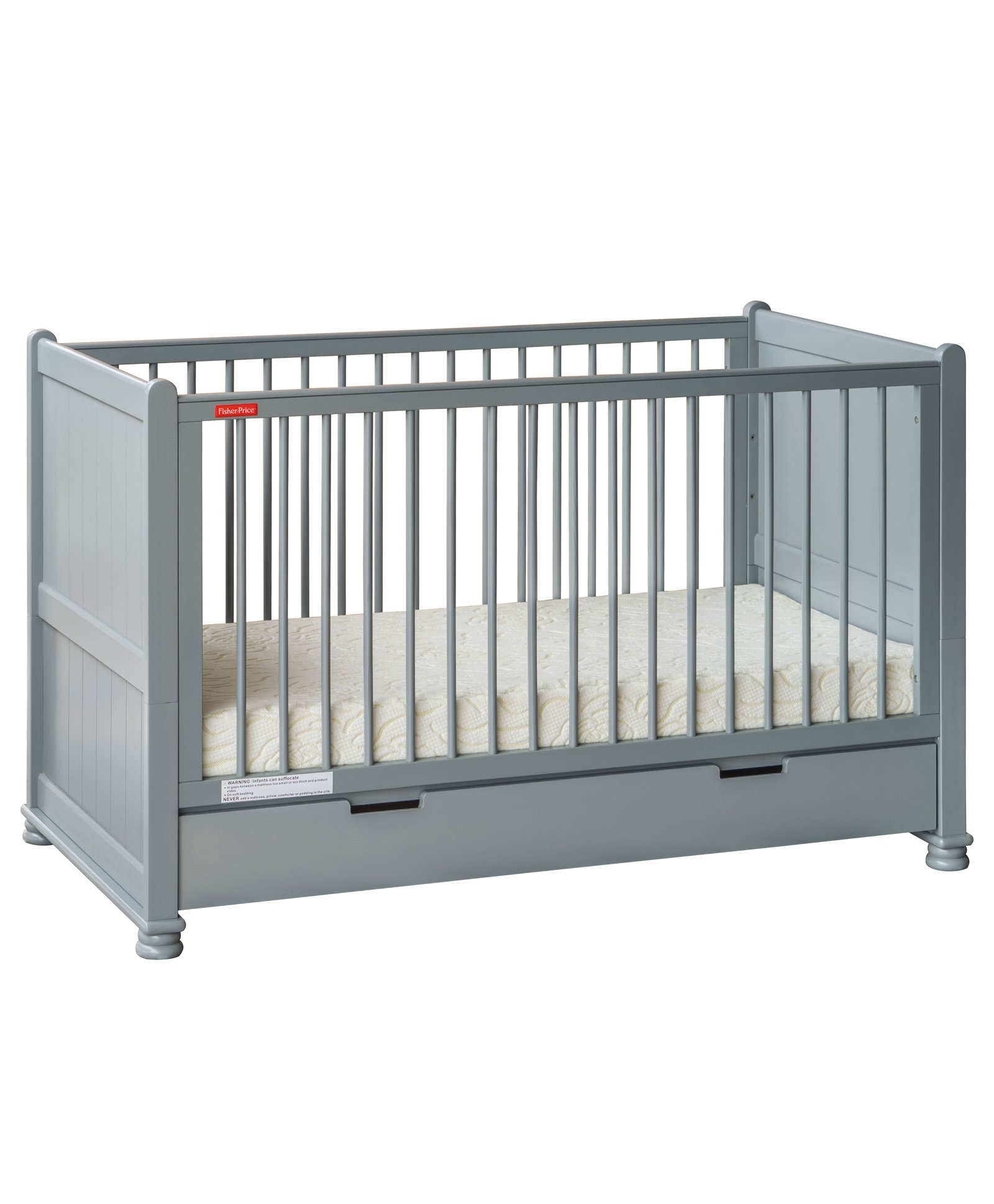 Fisher Price by Tiffany Georgia Wooden Convertible Crib cum Toddler Bed - Grey-image-44