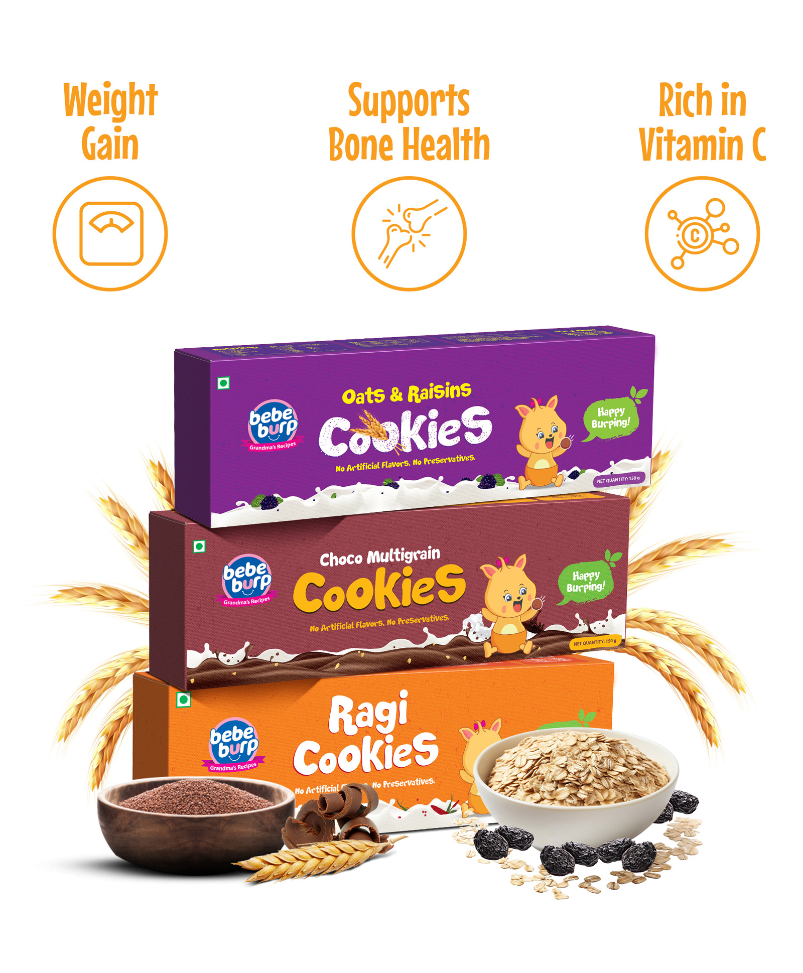 Bebe Burp Organic Baby Food Cookies Combo Pack of 3 - 150 gm each-picture-21