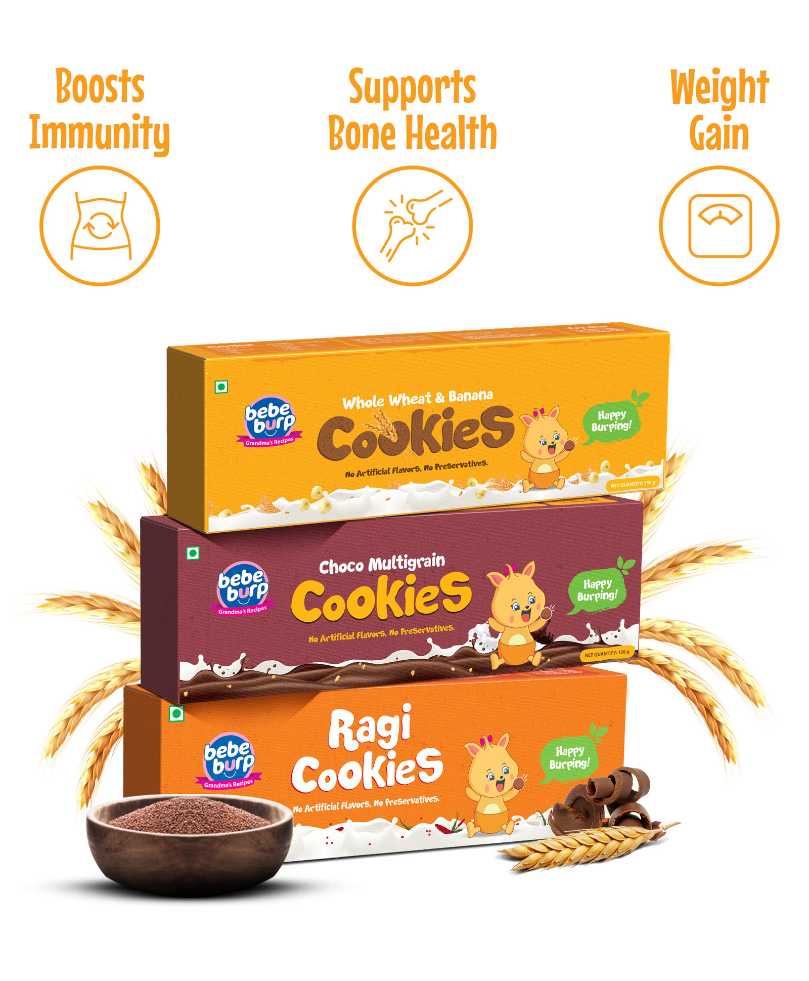 Bebe Burp Organic Baby Food Cookies Pack of 3 - 150 gm Each-picture-35