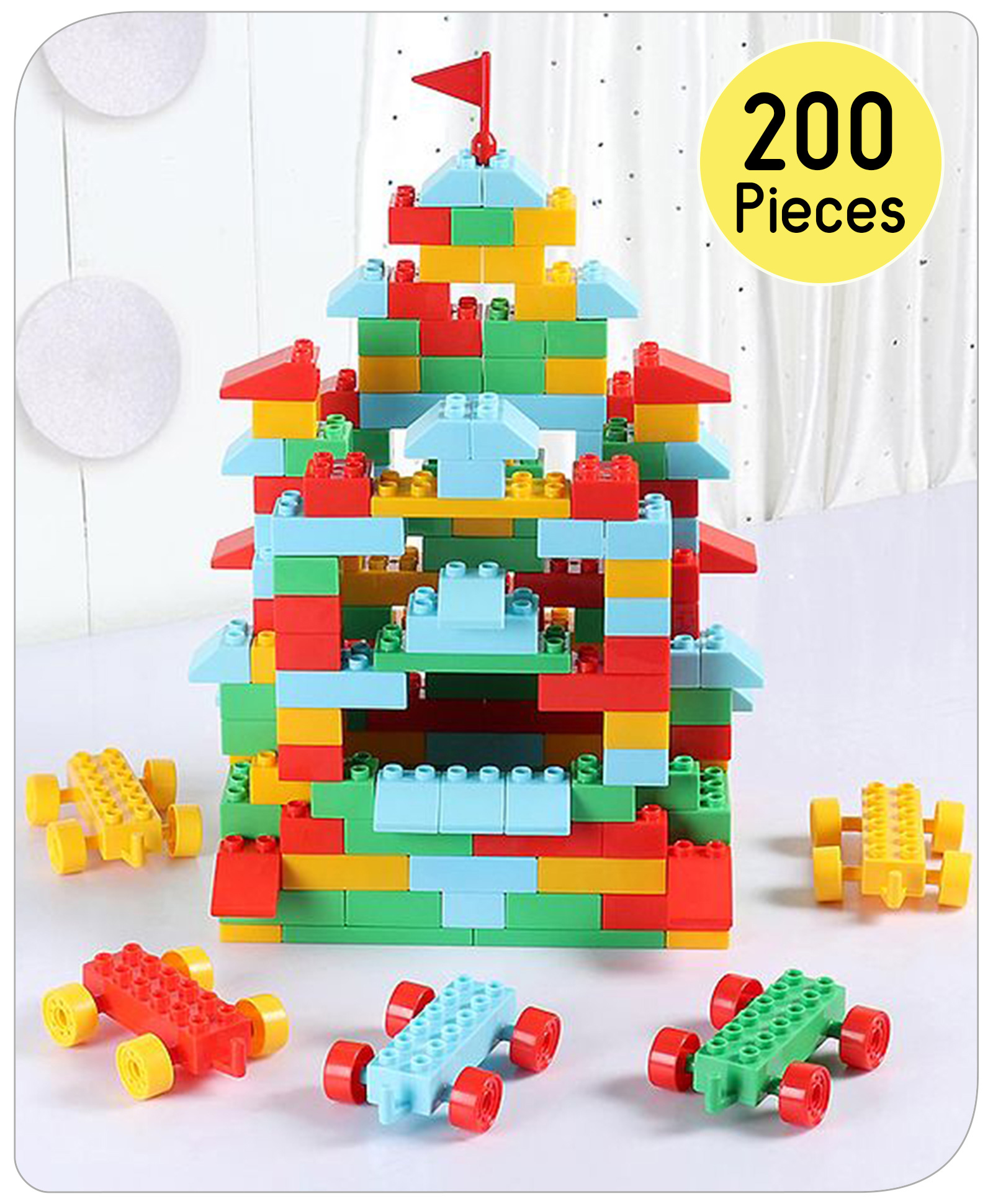 Babyhug Premium 200 Pcs Big Size Colorful Blocks| Toys Building and Construction Interlocking Jumbo Blocks with Big Building Storage Deluxe Bag| Educational and Learning Toy for Children| BIS Certified| Non-Toxic-image-22