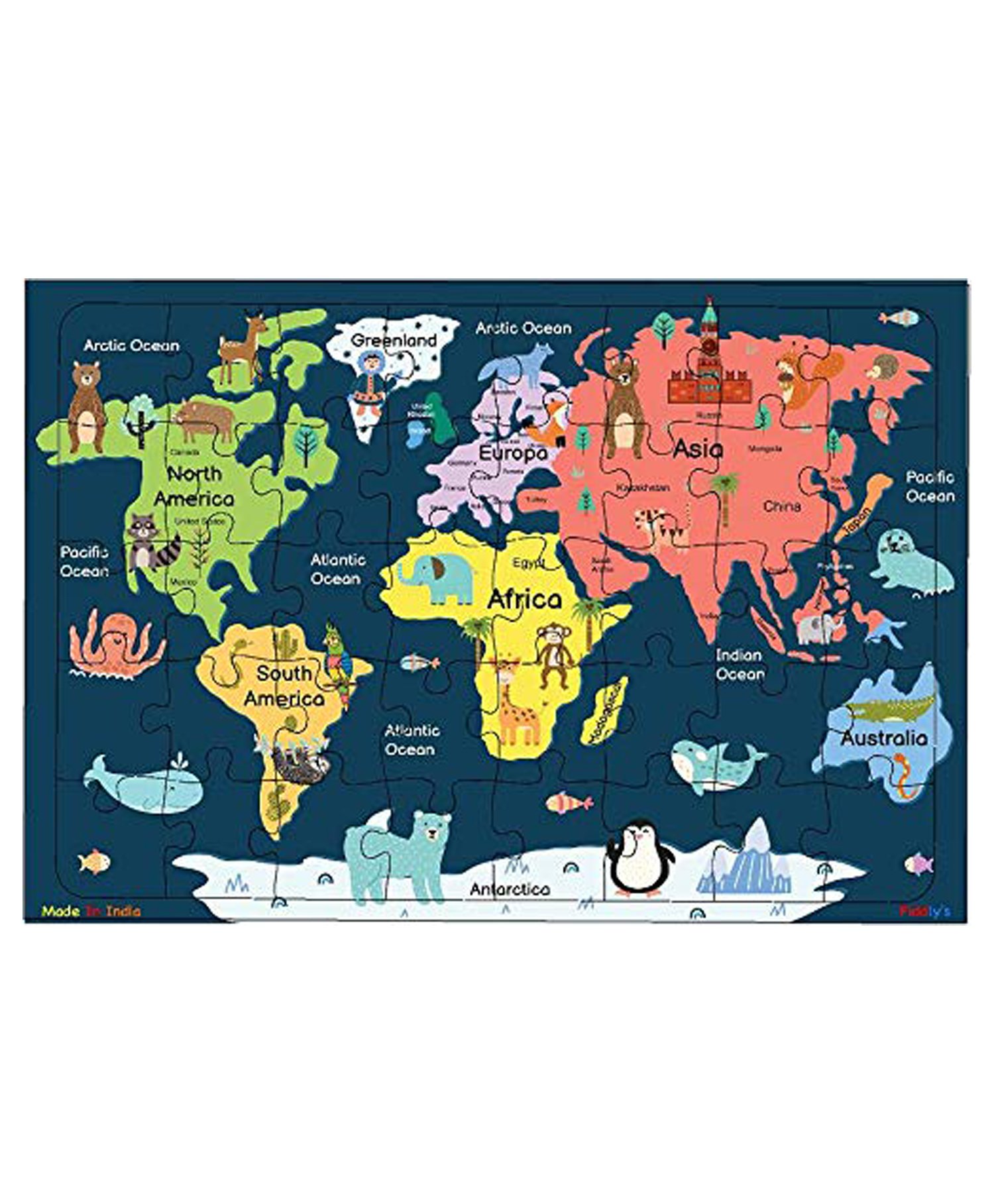 Fiddlys Wooden World Map Jigsaw Puzzle Blue 40 Pieces Online India Buy Puzzle Games Toys For 3 8 Years At Firstcry Com 8886982