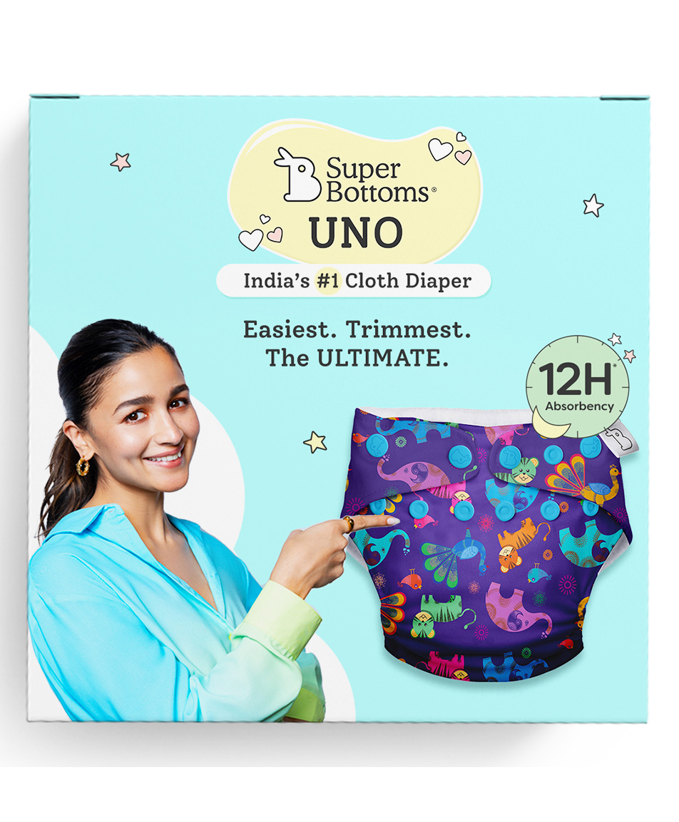 SuperBottoms Freesize UNO - Reusable cloth diaper + 1 Dry Feel Magic Dry Pads Set - Purple Love-image-49