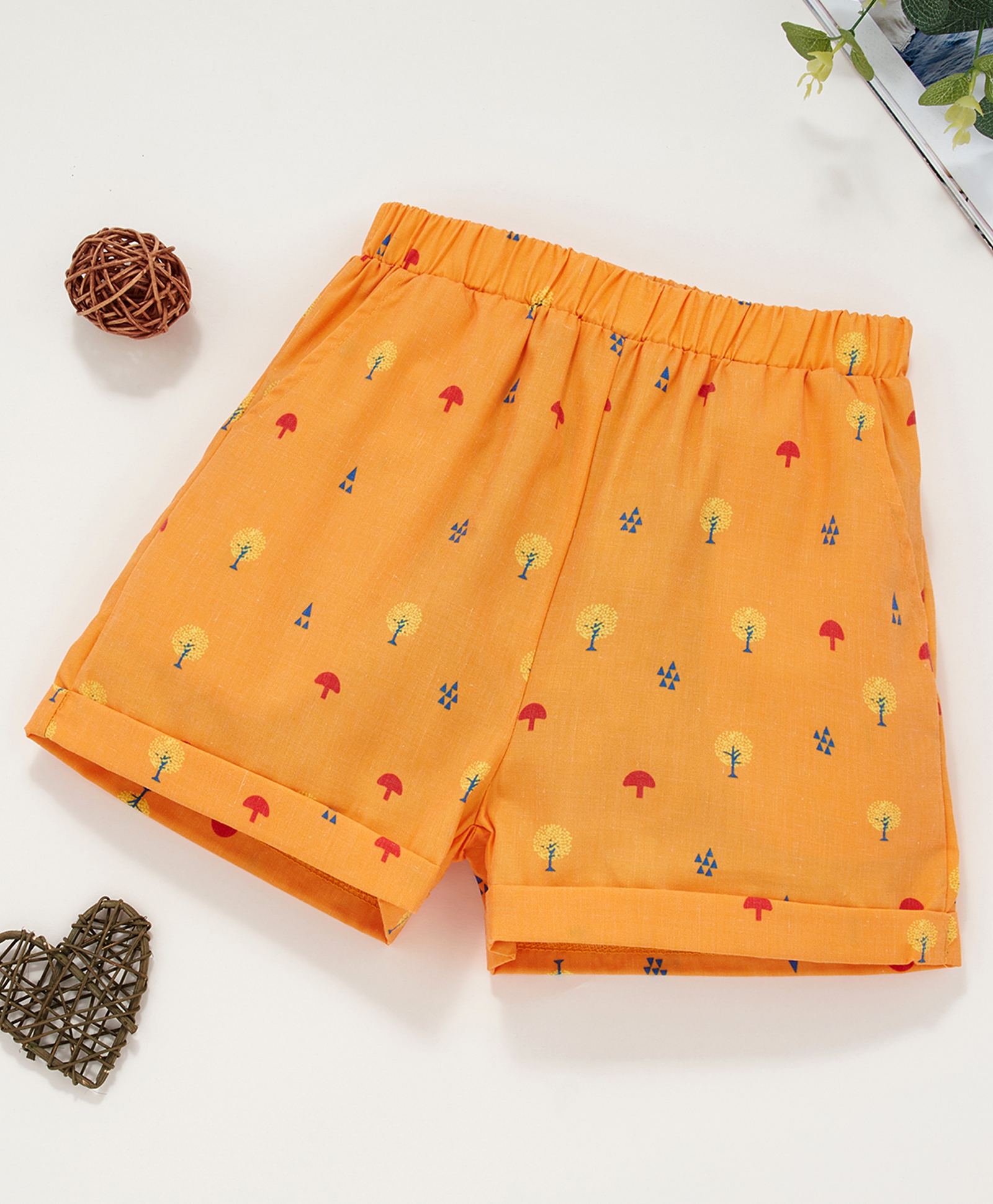 Kookie Kids Shorts Trees Print - Orange-picture-10
