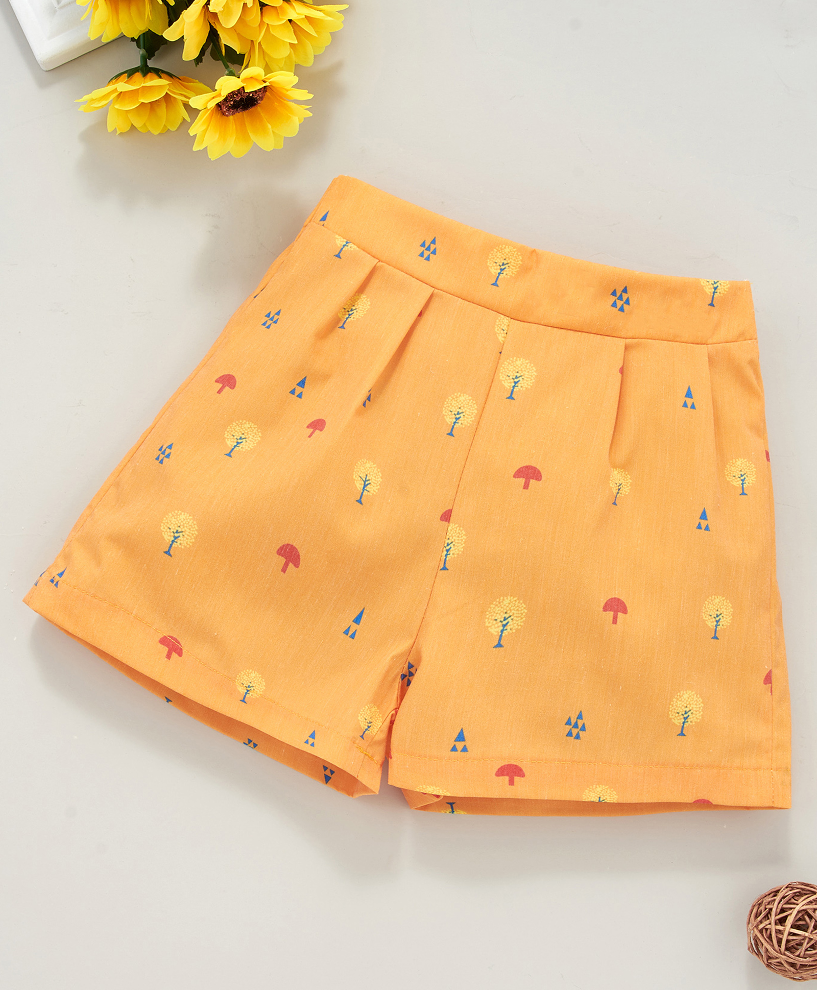 Kookie Kids Shorts Tree Print - Yellow-picture-25