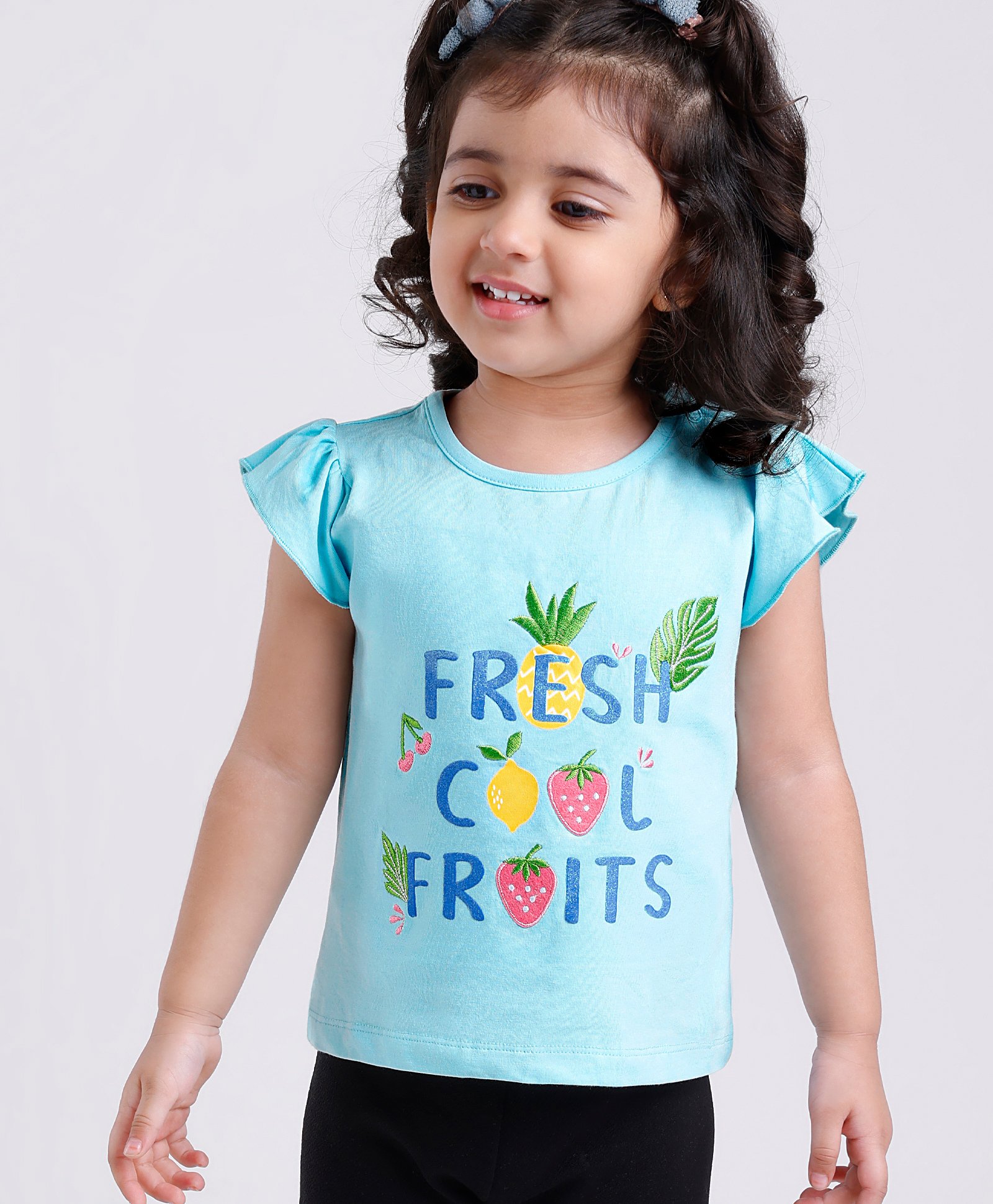 Babyoye Short Sleeves Top Text Print - Blue-picture-24