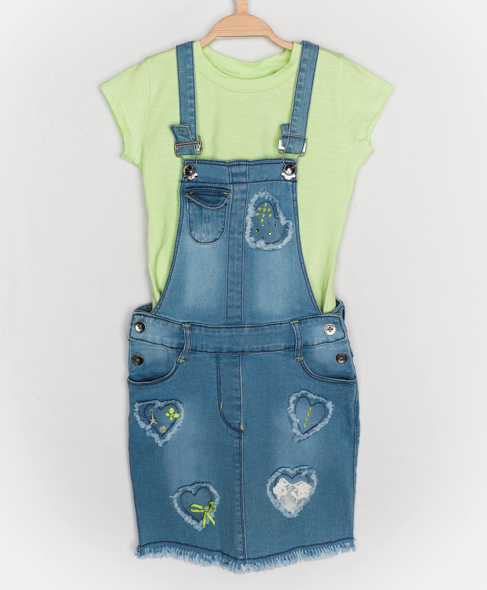 Heart Patch Dungaree Style Dress 