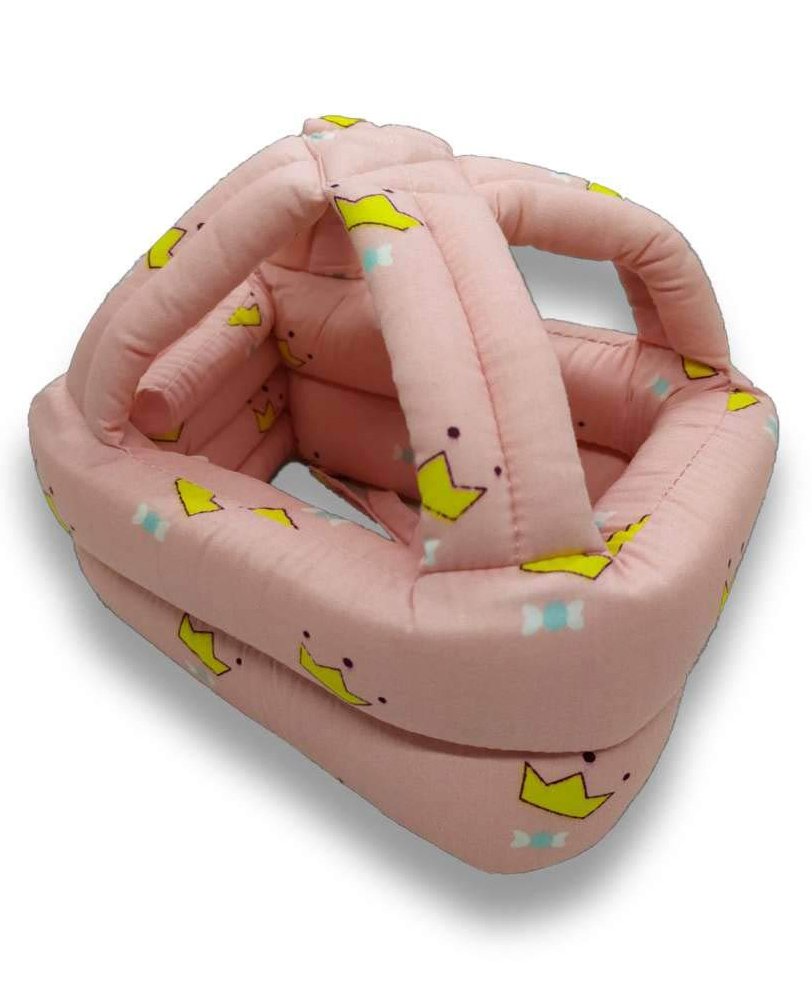Syga Adjustable Cushioned Baby Safety Helmet Crown Print - Pink-image-7