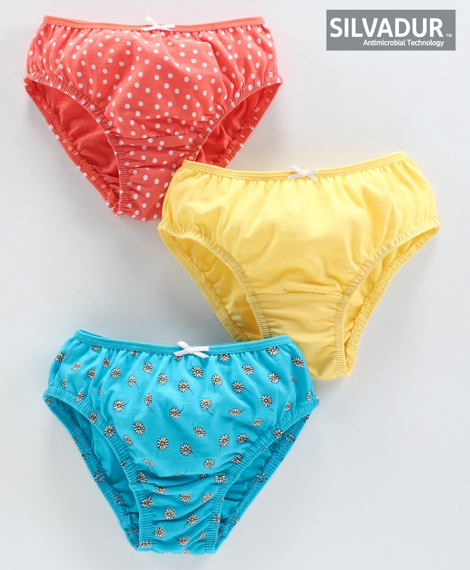 Honeyhap Premium Cotton Lycra Panties with Silvadur Antimicrobial Finish Pack of 3 - Yellow Blue Coral-image-17