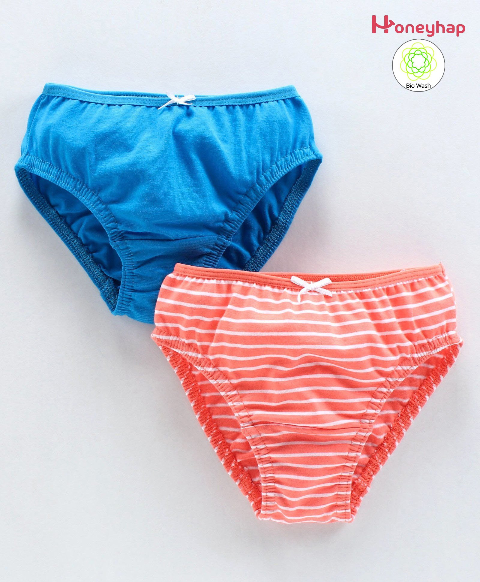 Honeyhap Premium Cotton Elastane Panties with Silvadur Antimicrobial Finish Striped Pack of 2 - Blue Pink-image-2