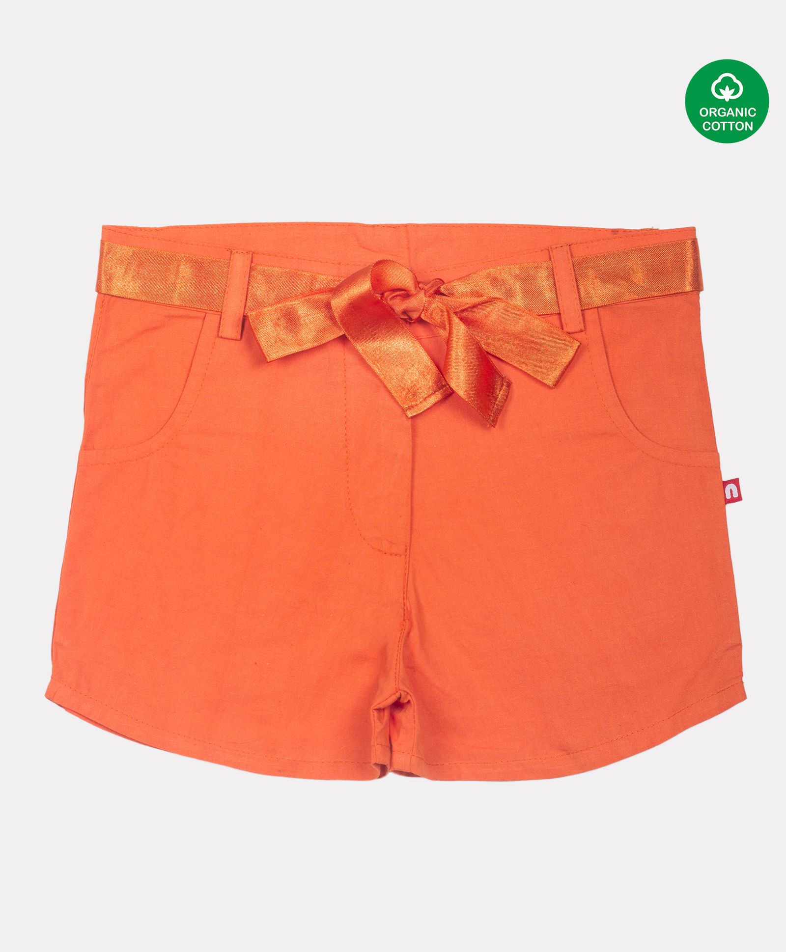 Nino Bambino 100% Organic Cotton Solid Shorts - Peach-image-1