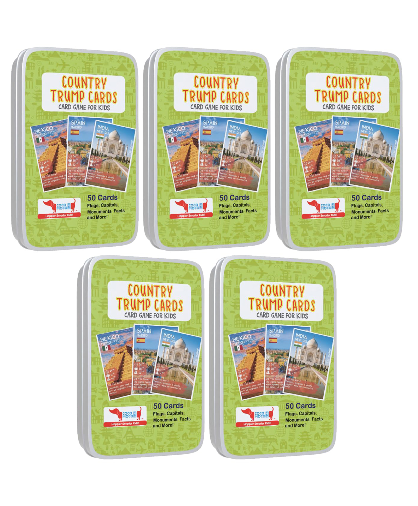 CocoMoco Kids Country Trump Card Game Set of 5 - 50 Cards each-image-10