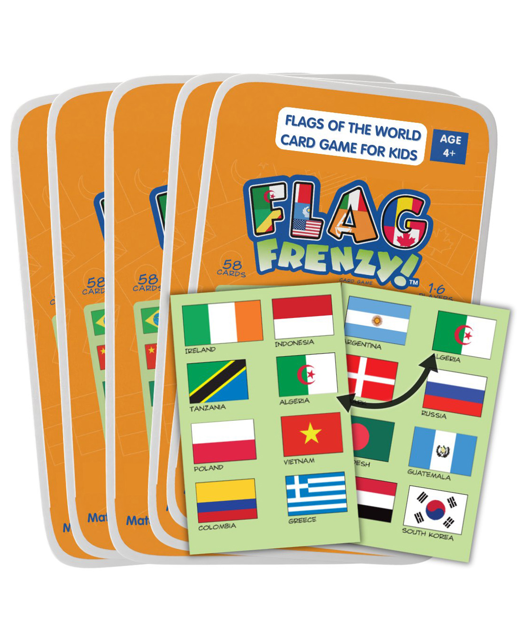 CocoMoco Kids Flag Frenzy Card Game Set of 5 - 58 Cards Each-image-11