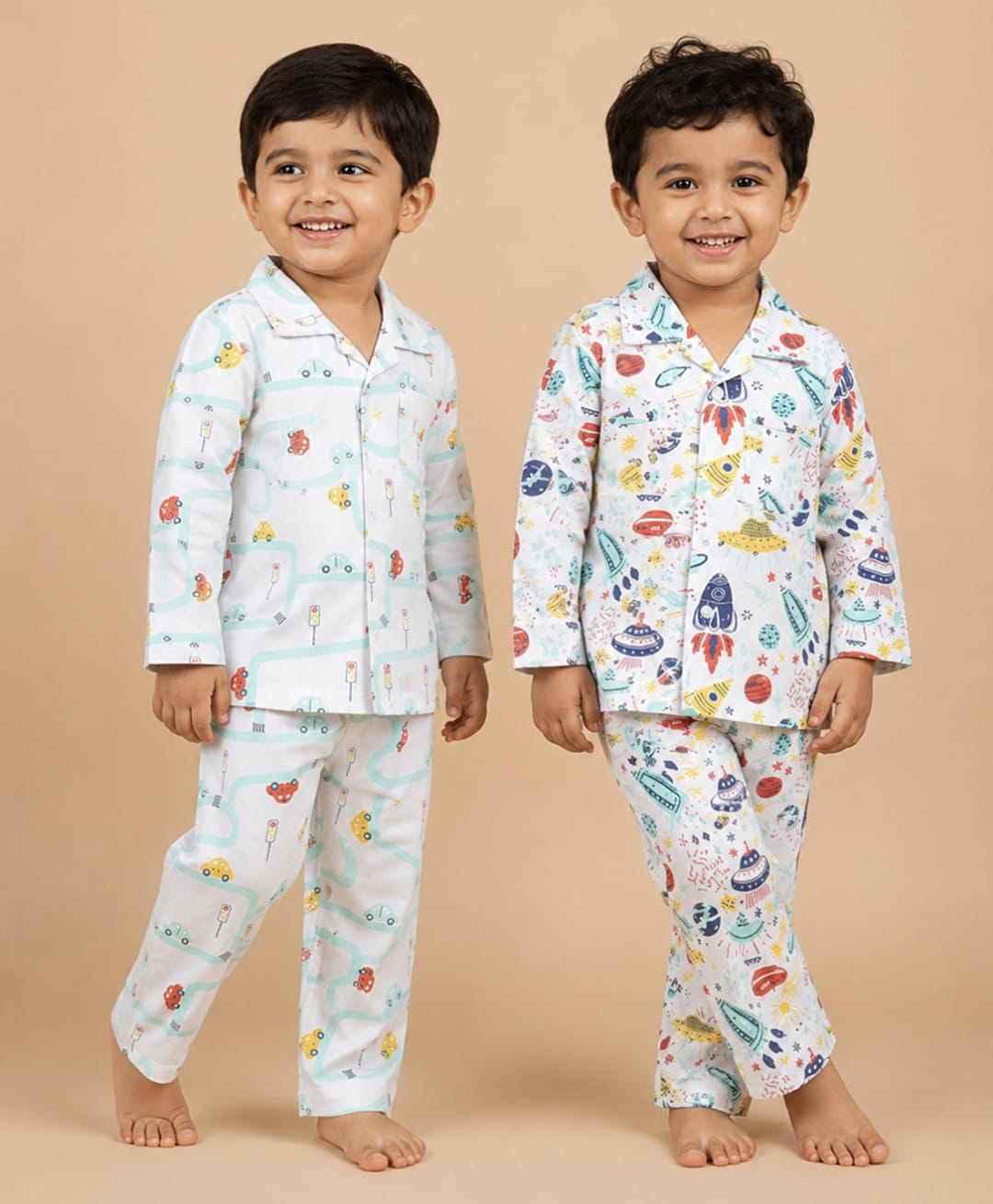 The Mom Store Combo of 2 Full Sleeves Space Print Night Suit  - Multicolor-image-47