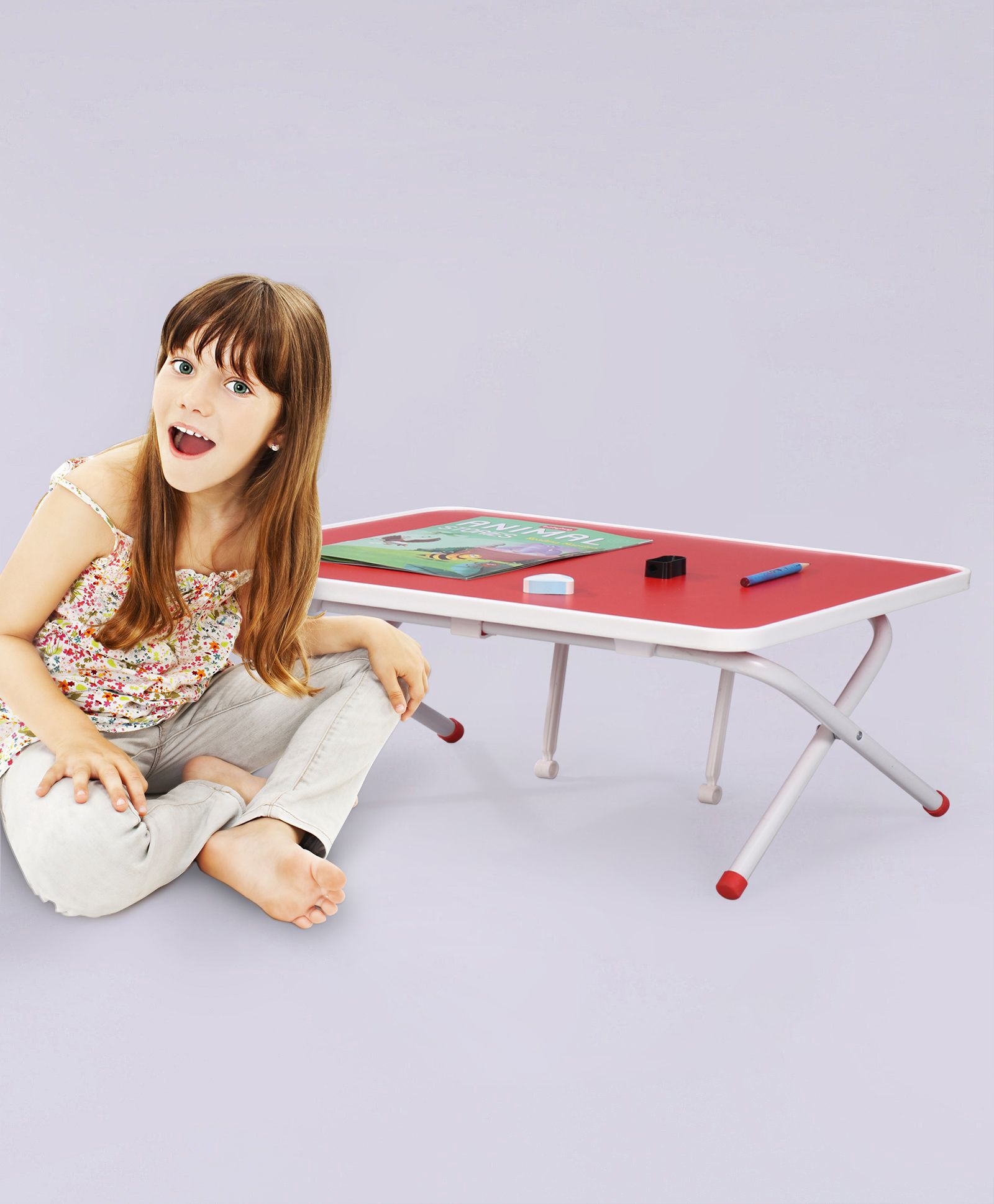 Pine Kids Genius Height Adjustable Study Table - Red