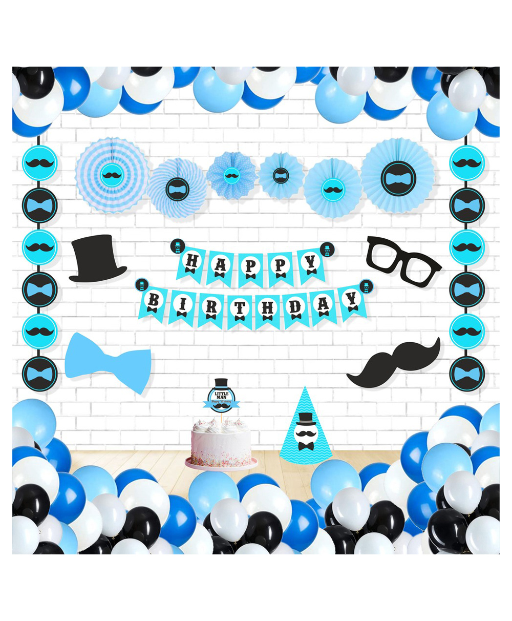 Untumble Little Man Paper Fan Party Decoration Kit Blue - Pack of 90-image-31