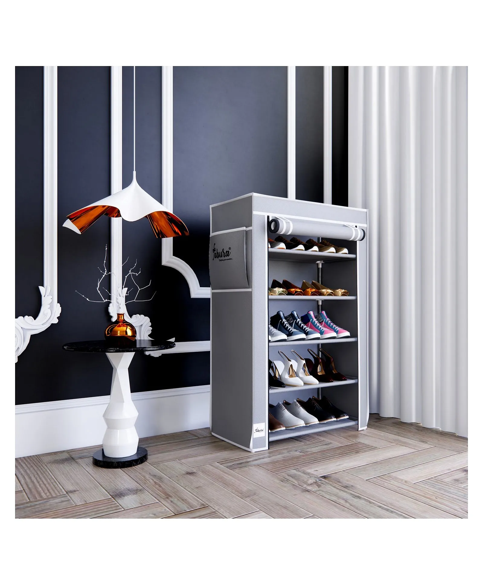 buy shoe rack online on Fabura 5 Shelved Shoe Rack With Flap Cover Grey Online In India Buy At Best Price From Firstcry Com 8952722