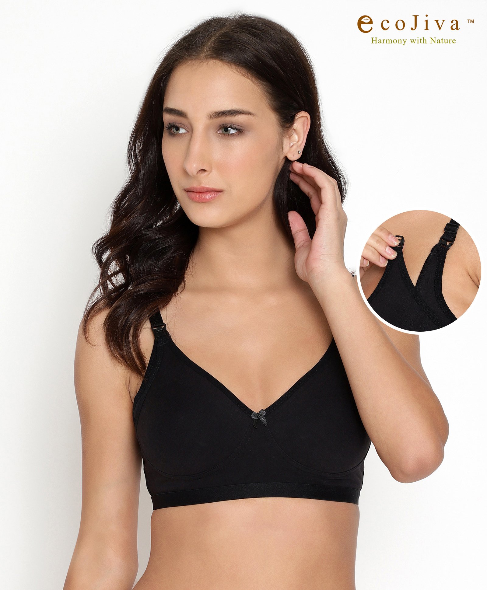 Bella Mama Anti Bacterial Nursing Seamfree T-Shirt Bra - Black-picture-23
