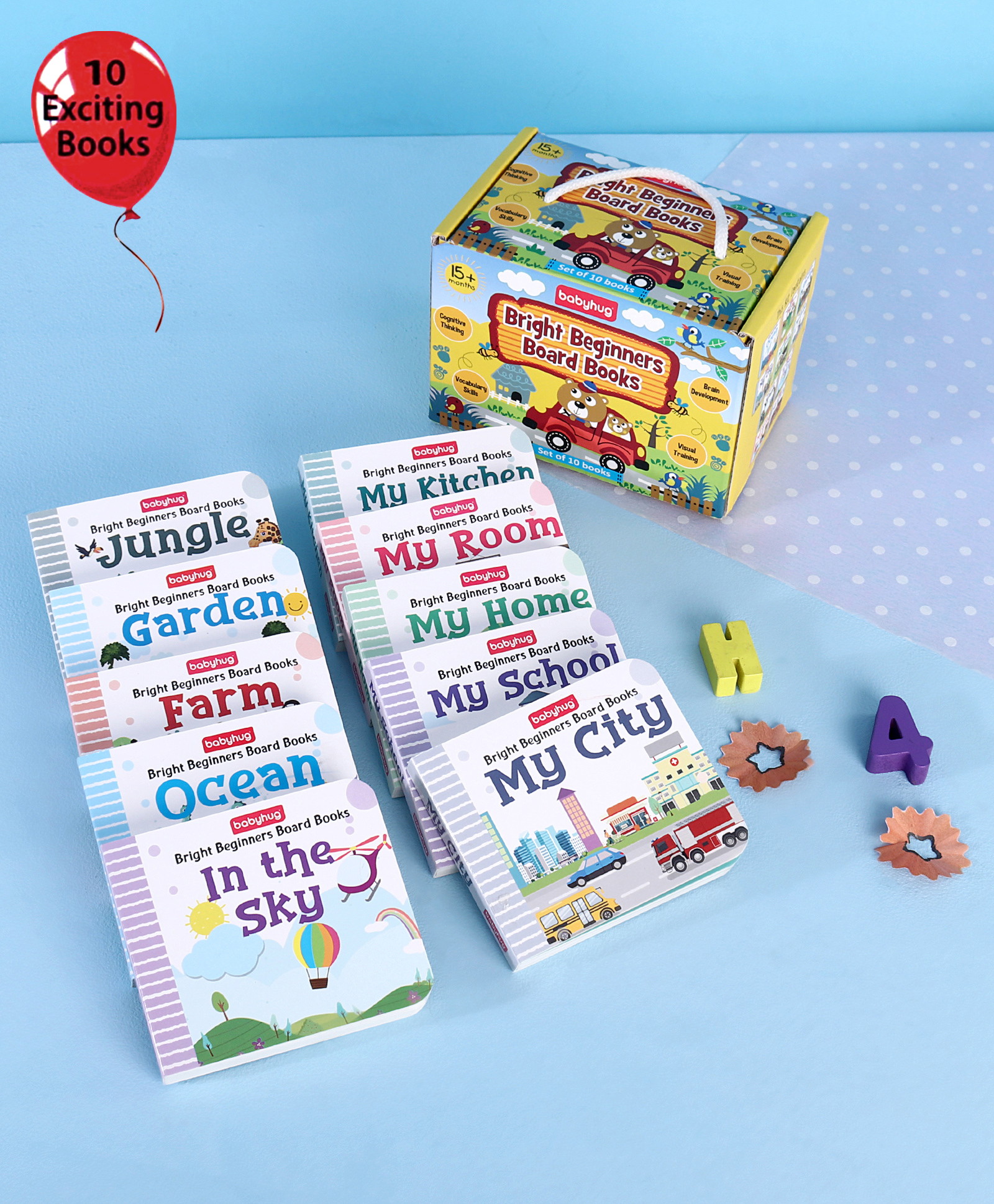 Babyhug Bright Beginners Board Book Set of 10 - English-picture-12