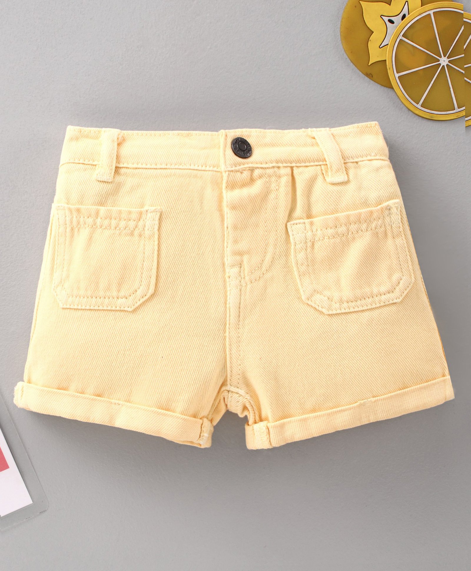 Fox Baby Denim Shorts - Light Yellow-image-30