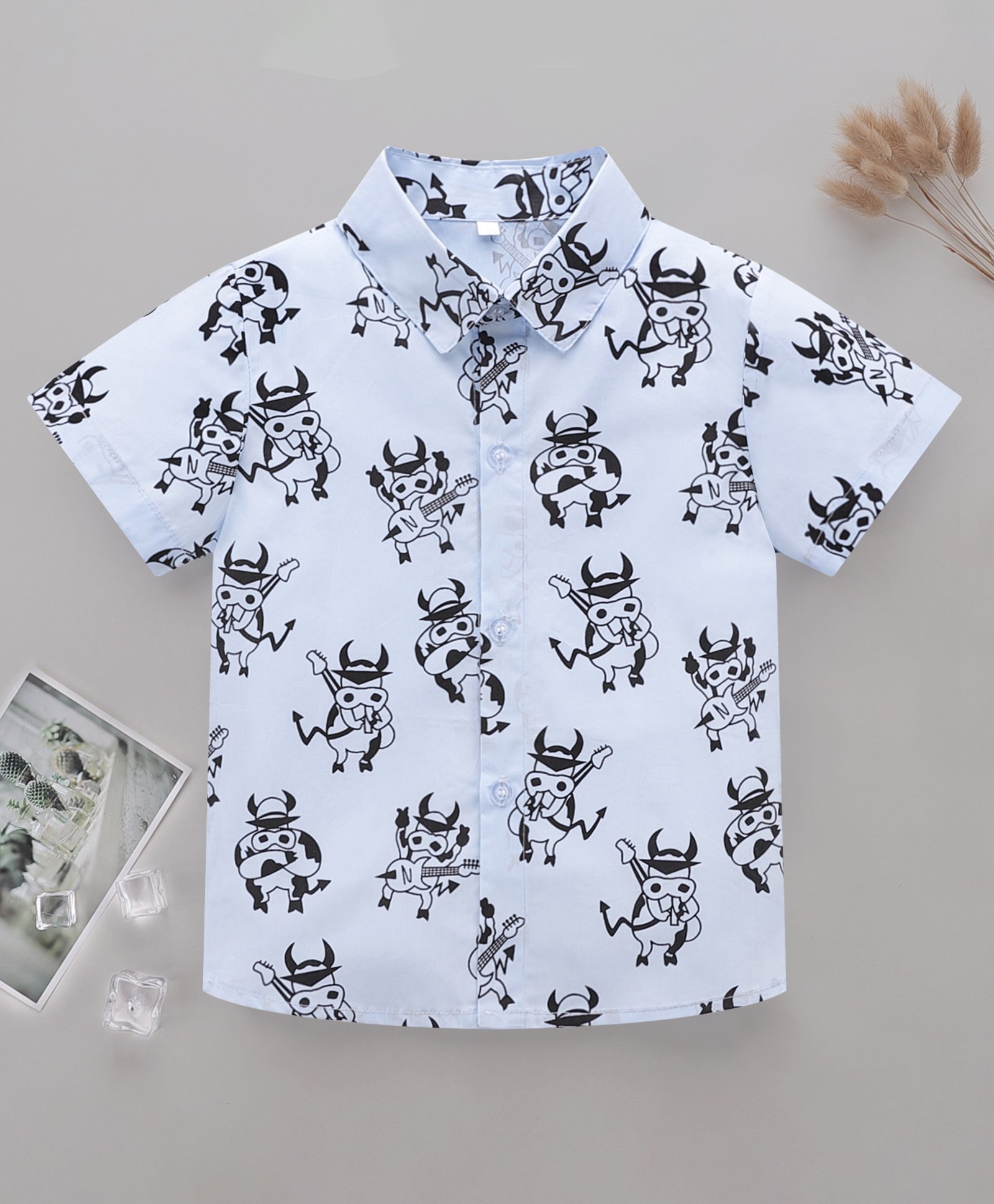 Kookie Kids Half Sleeves Shirt - Blue-picture-10