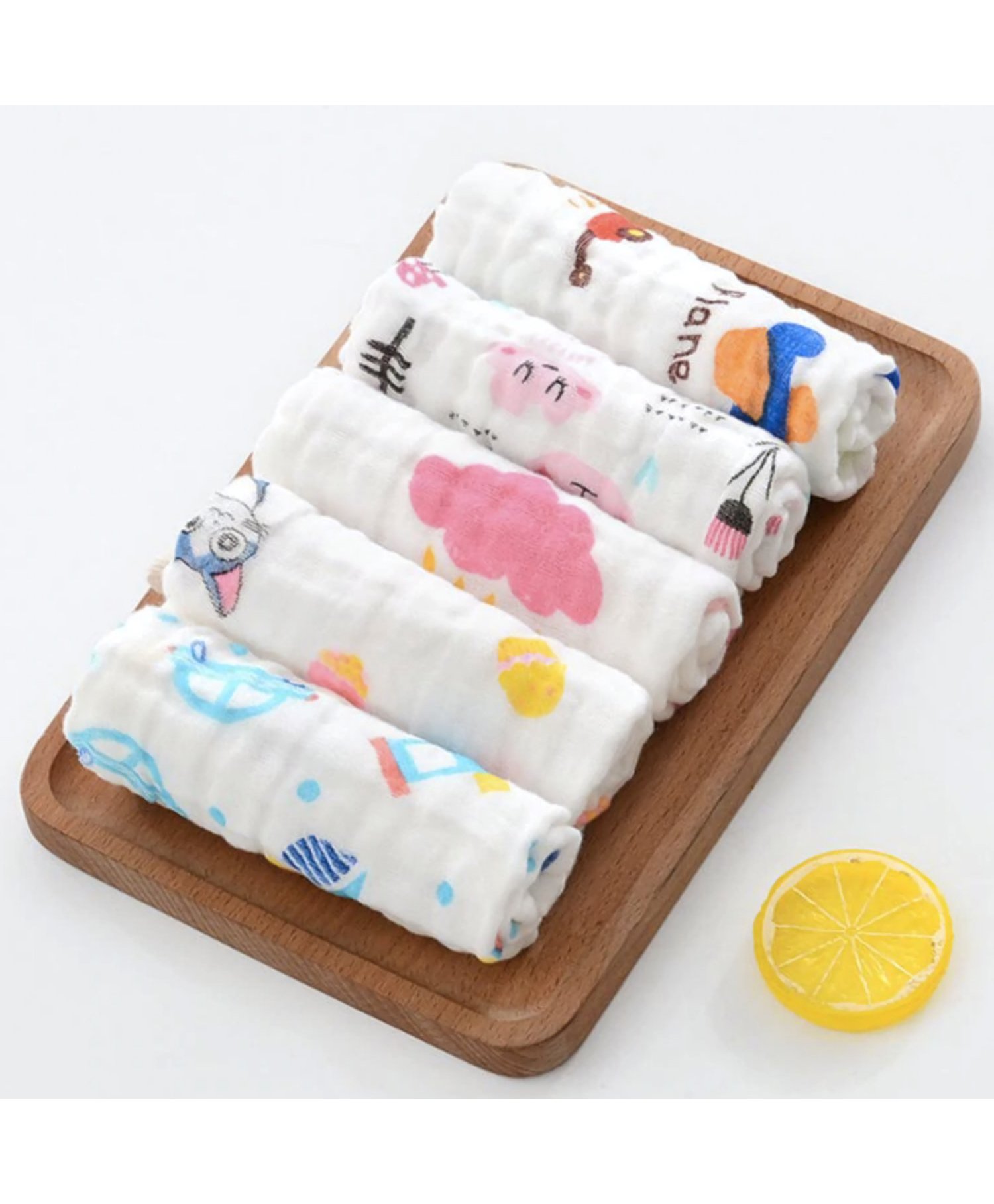 Elementary Premium 6 Layered Ultra Soft Muslin Cotton Wash Cloths - Pack of 4 (Colour & Print May Vary)