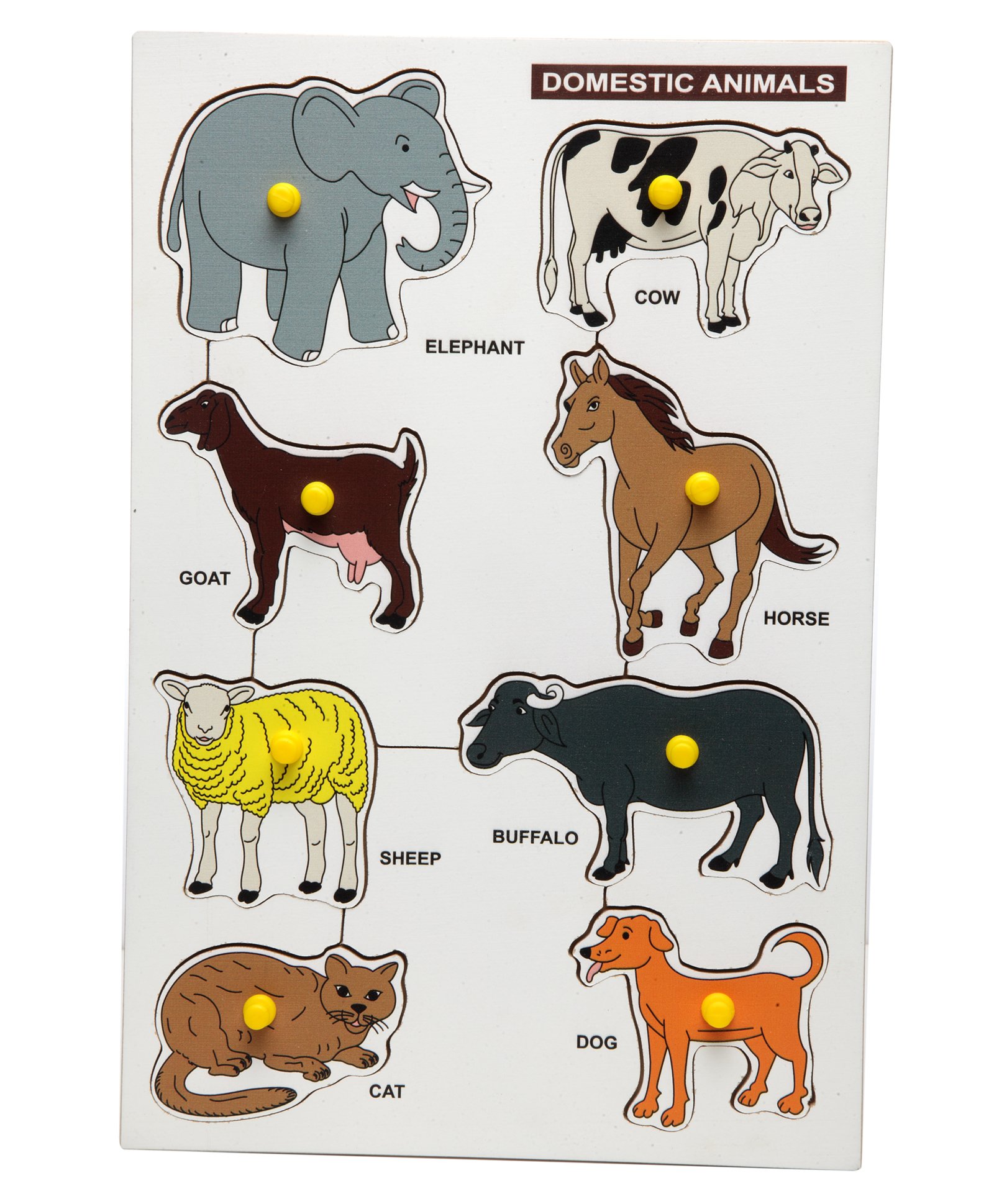 The Little Boo Wooden Knob and Peg Domestic Animals Puzzle Multicolor - 9  Pieces Online India, Buy Puzzle Games & Toys for (3-8 Years) at  FirstCry.com - 9002816