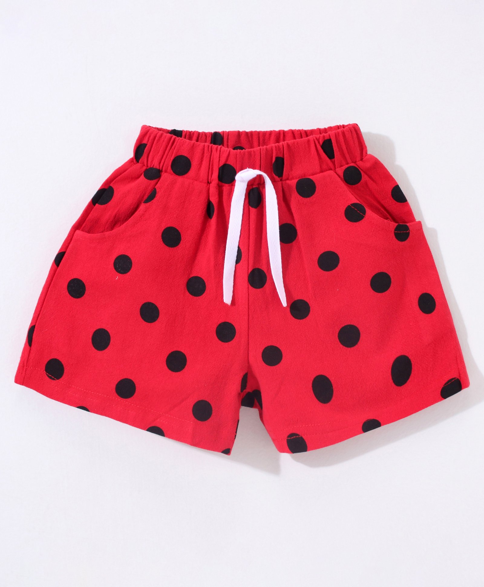 Kookie Kids Mid Thigh Length Shorts Polka Dot Print - Red-picture-14