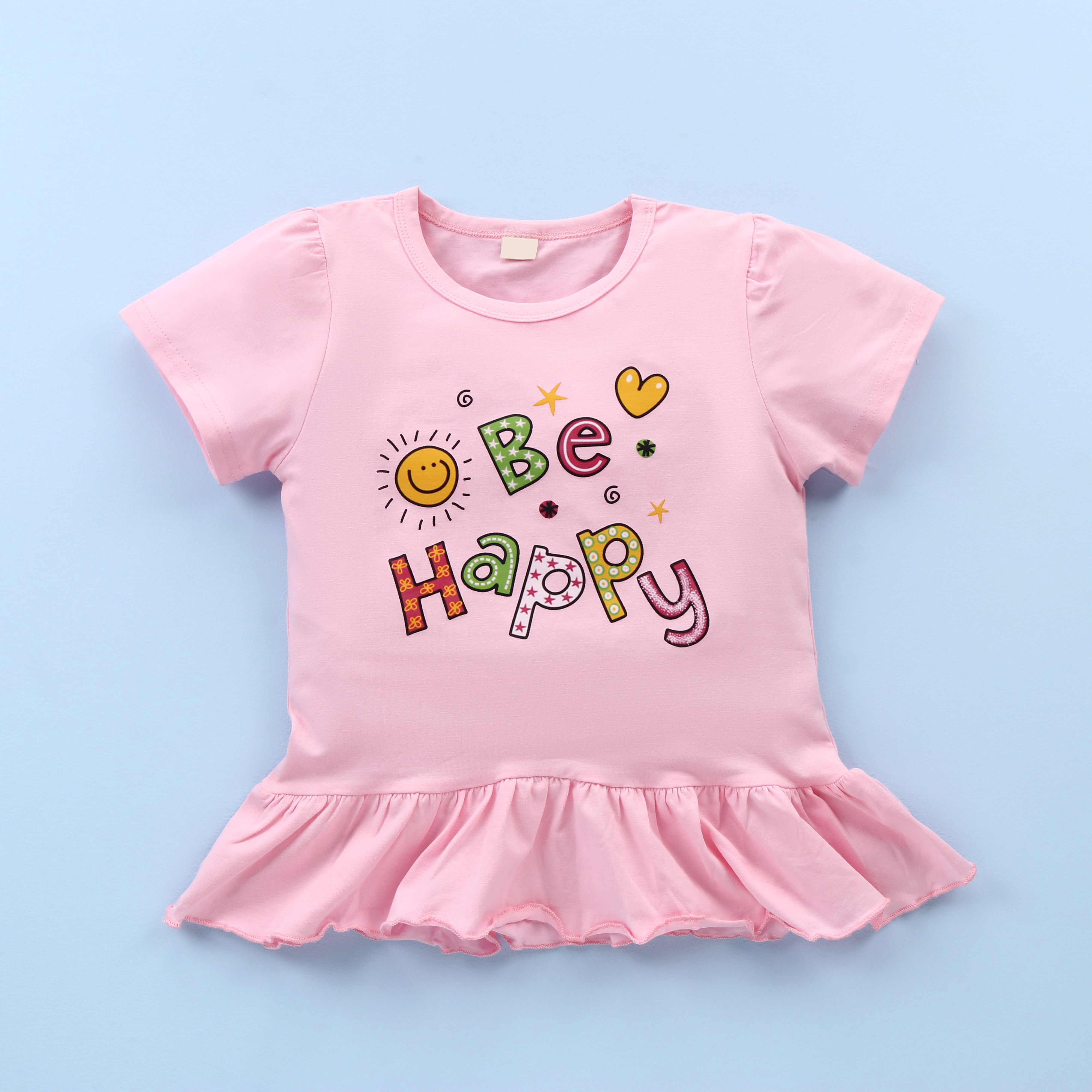 Kookie Kids Short Sleeves Top Text Print - Pink-image-46