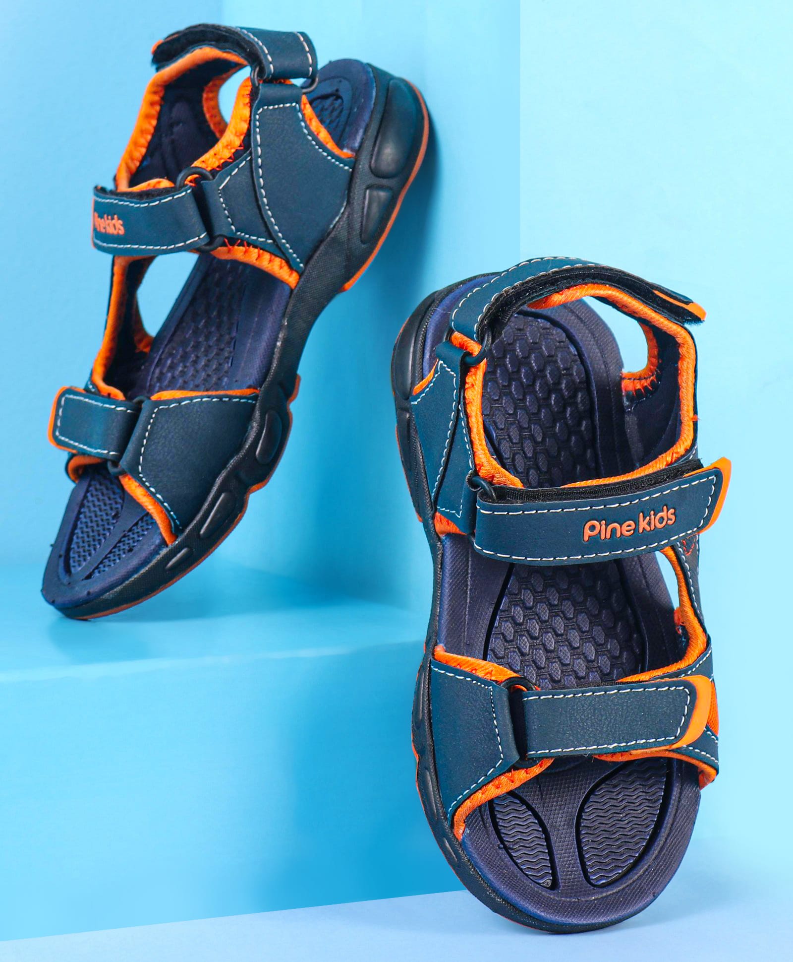Pine Kids Velcro Closure Sandals - Grey Orange-picture-15