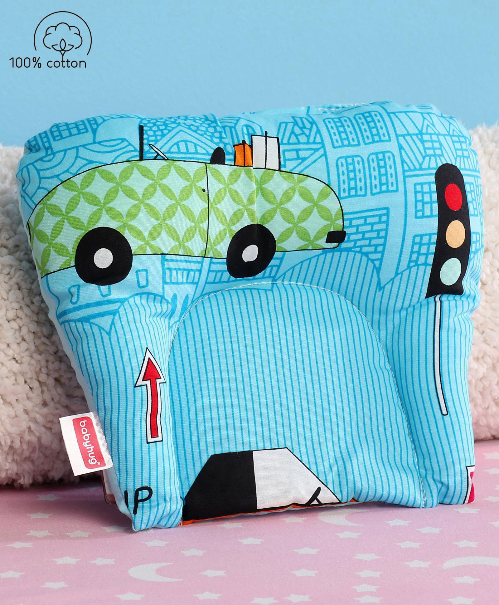 Babyhug U Shape Pillow Sky Blue ( Print May Vary )-image-32