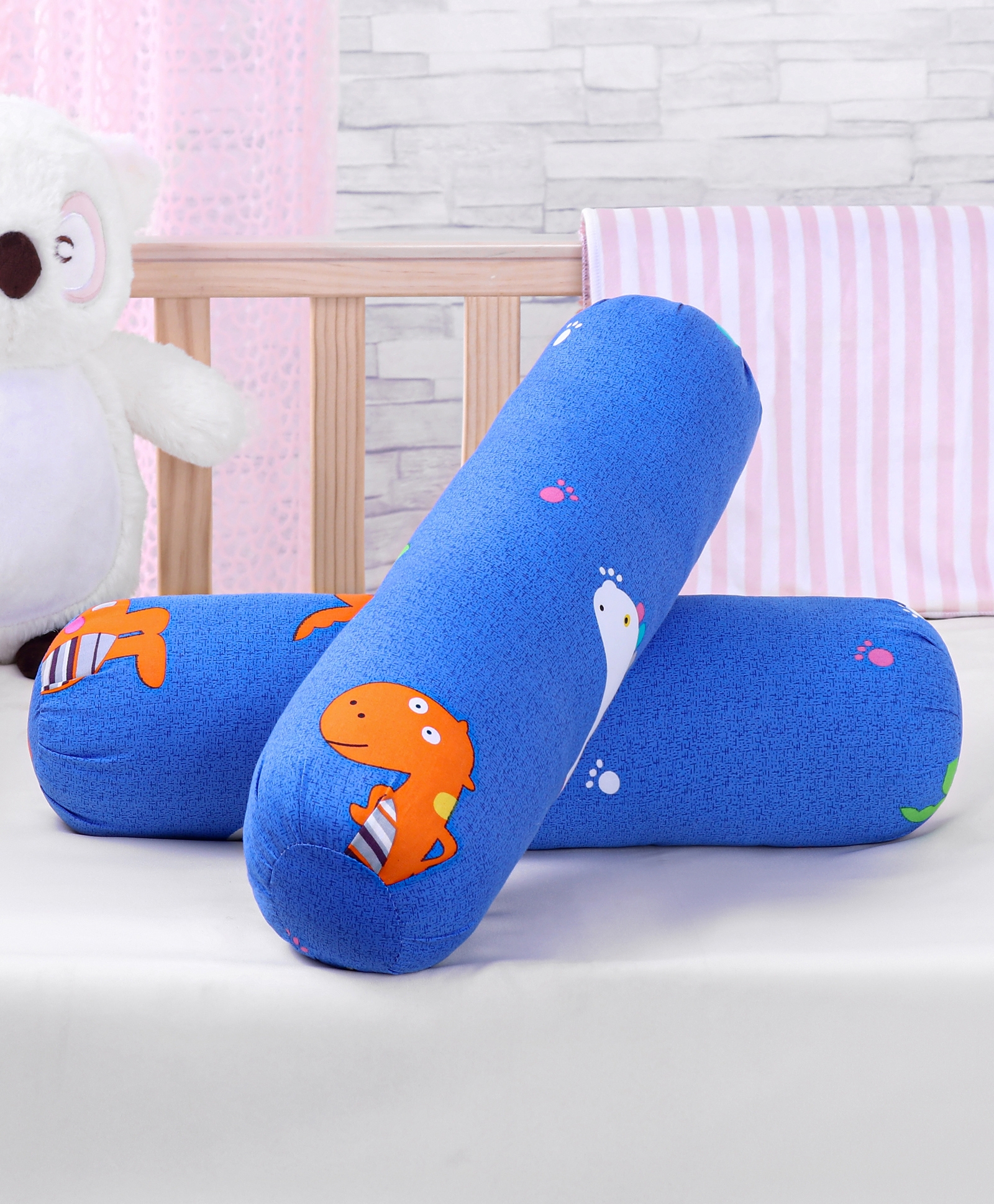 Babyhug Bolsters Dino Print Set of 2 - Blue-image-24