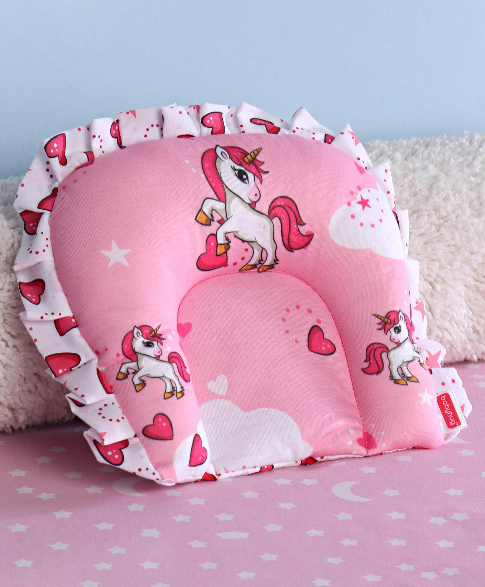 Babyhug Premium U Shape Pillow Unicorn Print - Pink-image-23