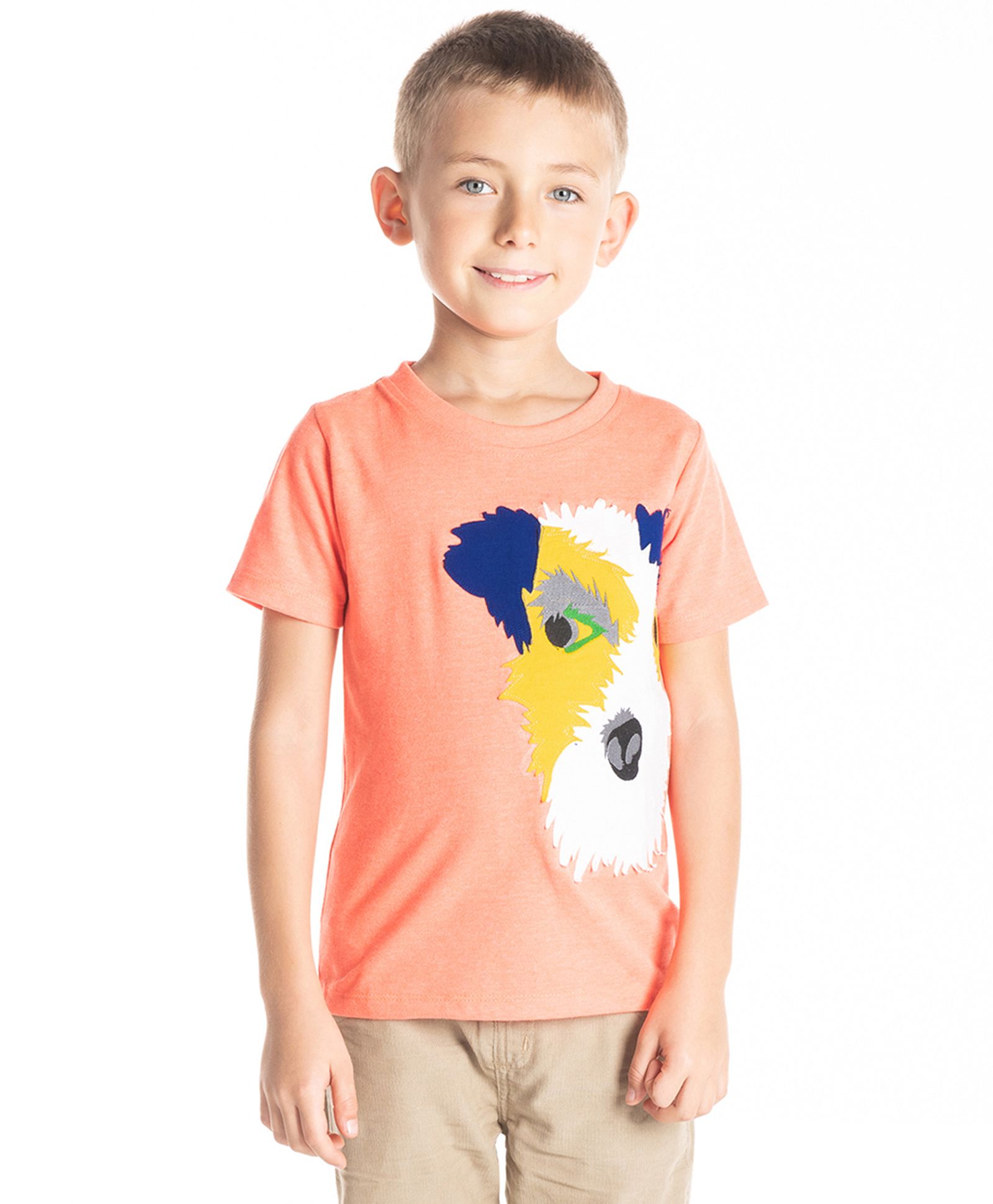 Cherry Crumble By Nitt Hyman Half Sleeves Animal Patch Detailing Tee - Peach-image-43