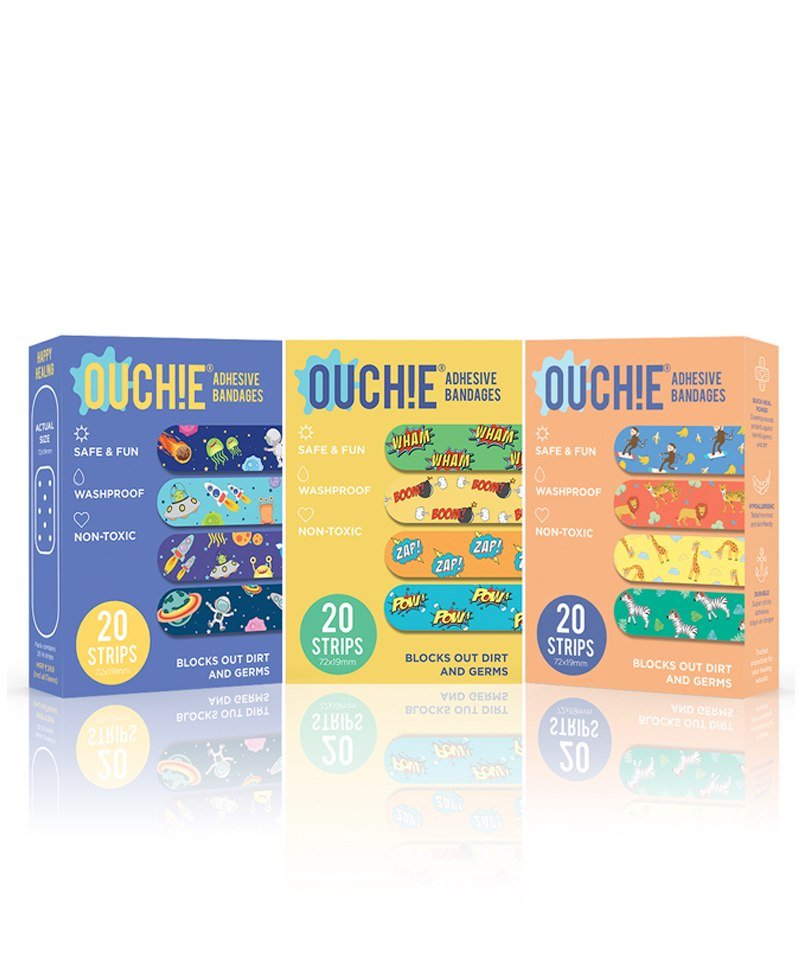Ouchie Printed Bandages Pack of 3 Blue Yellow Orange - 20 Bandages each-image-47
