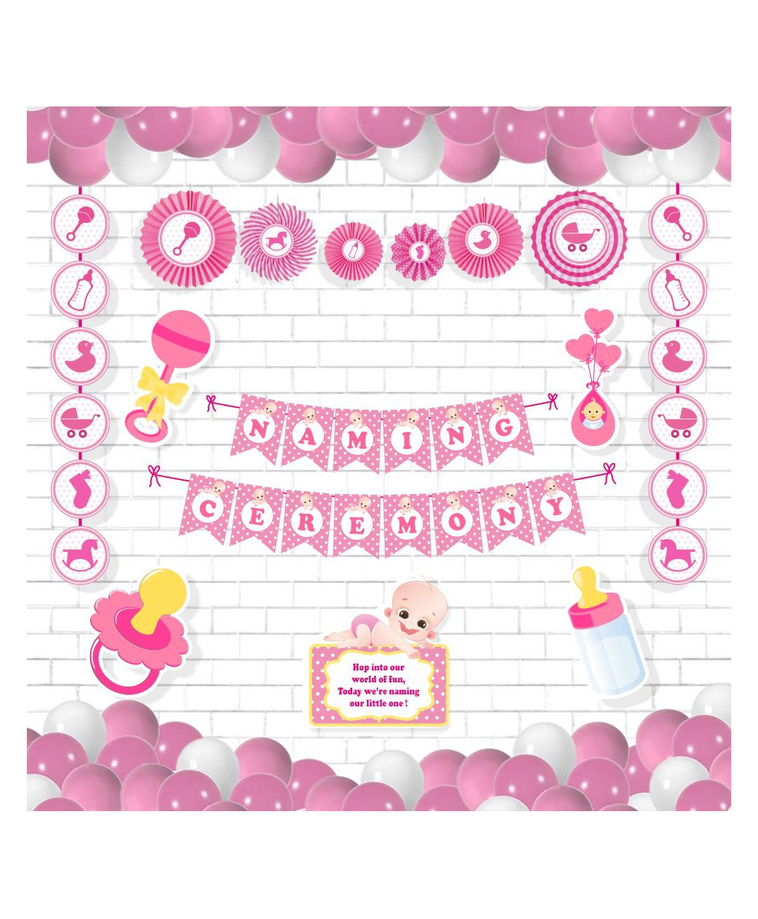 Untumble Baby Girl Naming Ceremony Decoration Kit Pink - Pack of 54 Online  in India, Buy at Best Price from  - 9093061