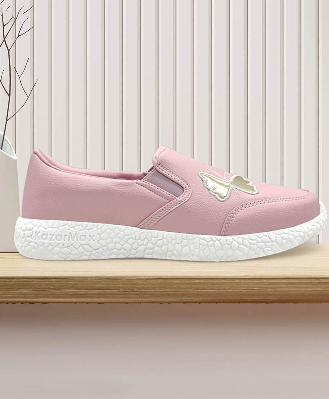 KazarMax Butterfly Applique Slip On Shoes - Peach-picture-22