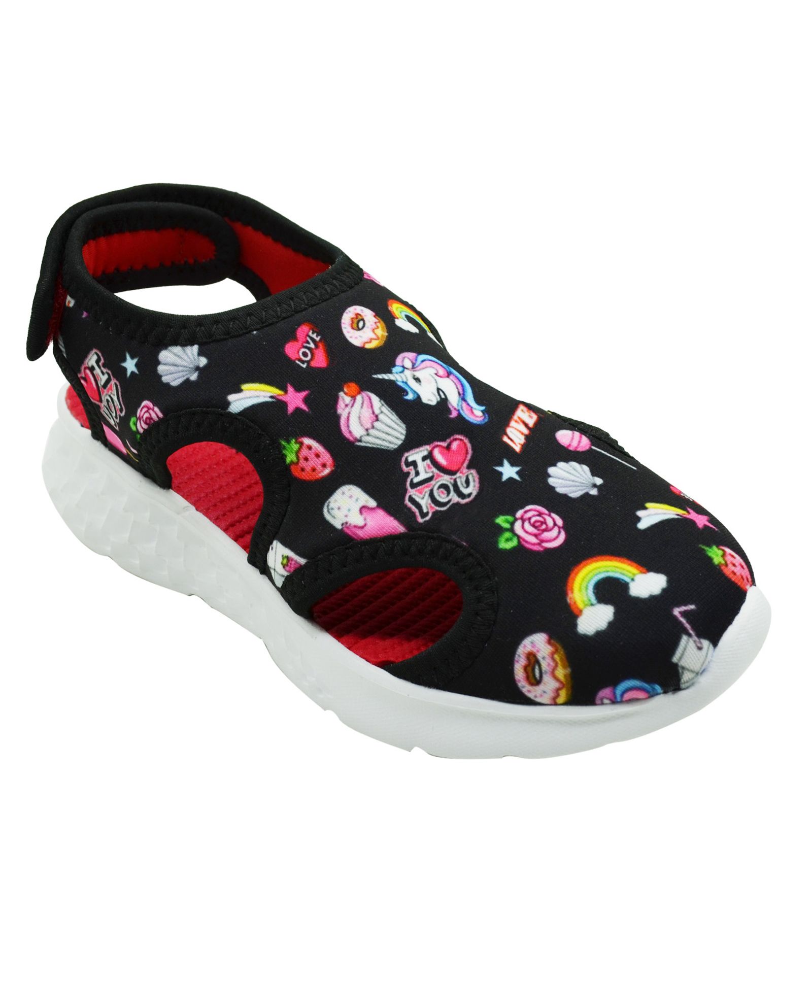 KazarMax Unicorn Printed Velcro Closure Sandals - Black-picture-16