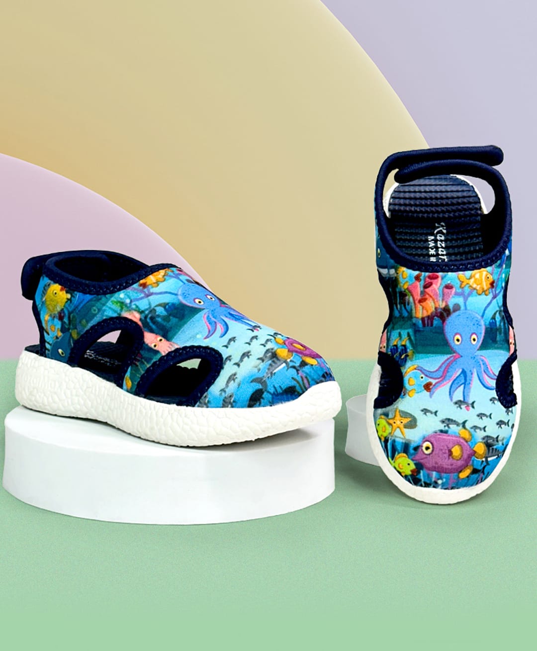 KazarMax Octopus Printed Velcro Closure Sandals - Blue-picture-18