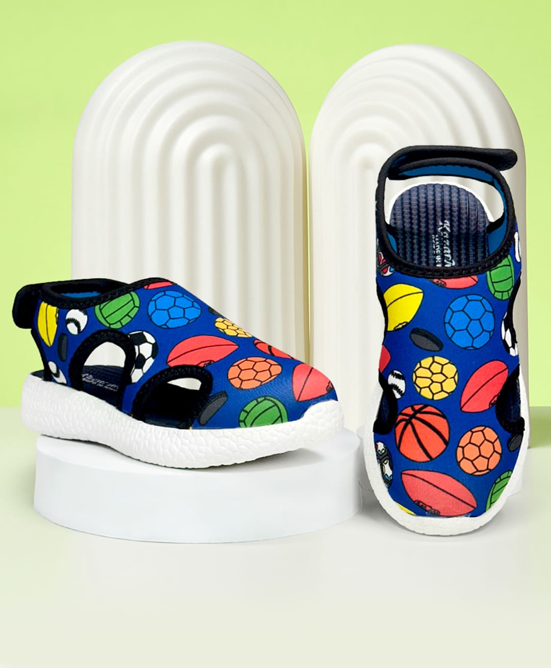 KazarMax Foot Ball Printed Velcro Closure Sandals - Blue-picture-12