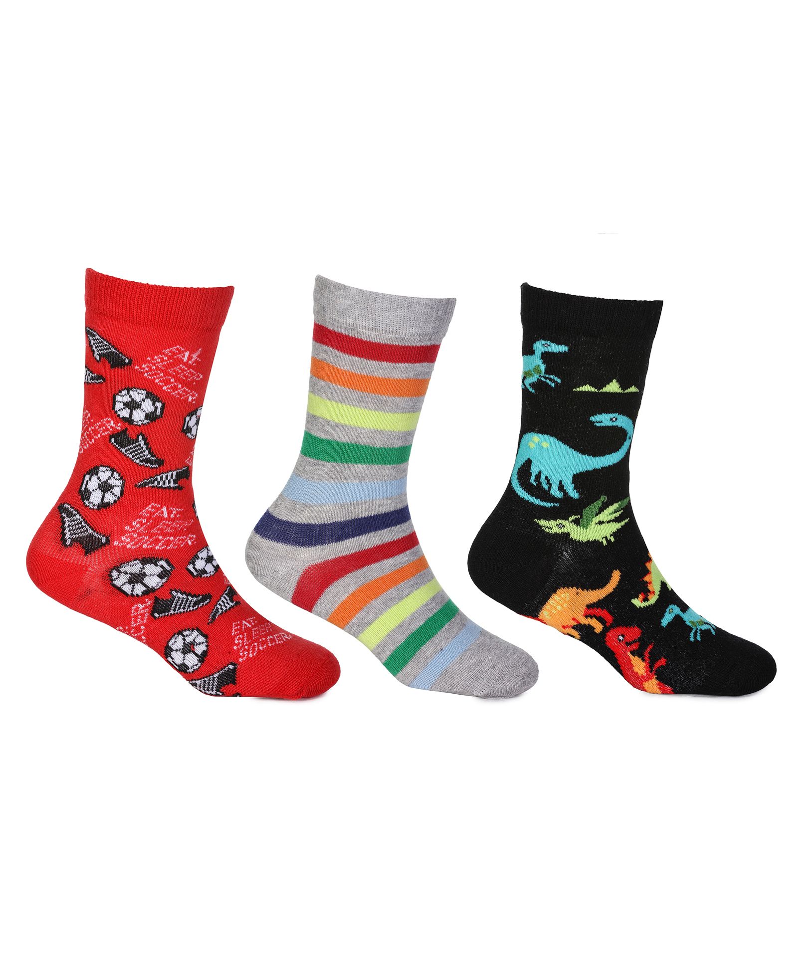 KazarMax Pack Of 3 Pair Dino Printed Full Length Socks - Multicolor-image-44