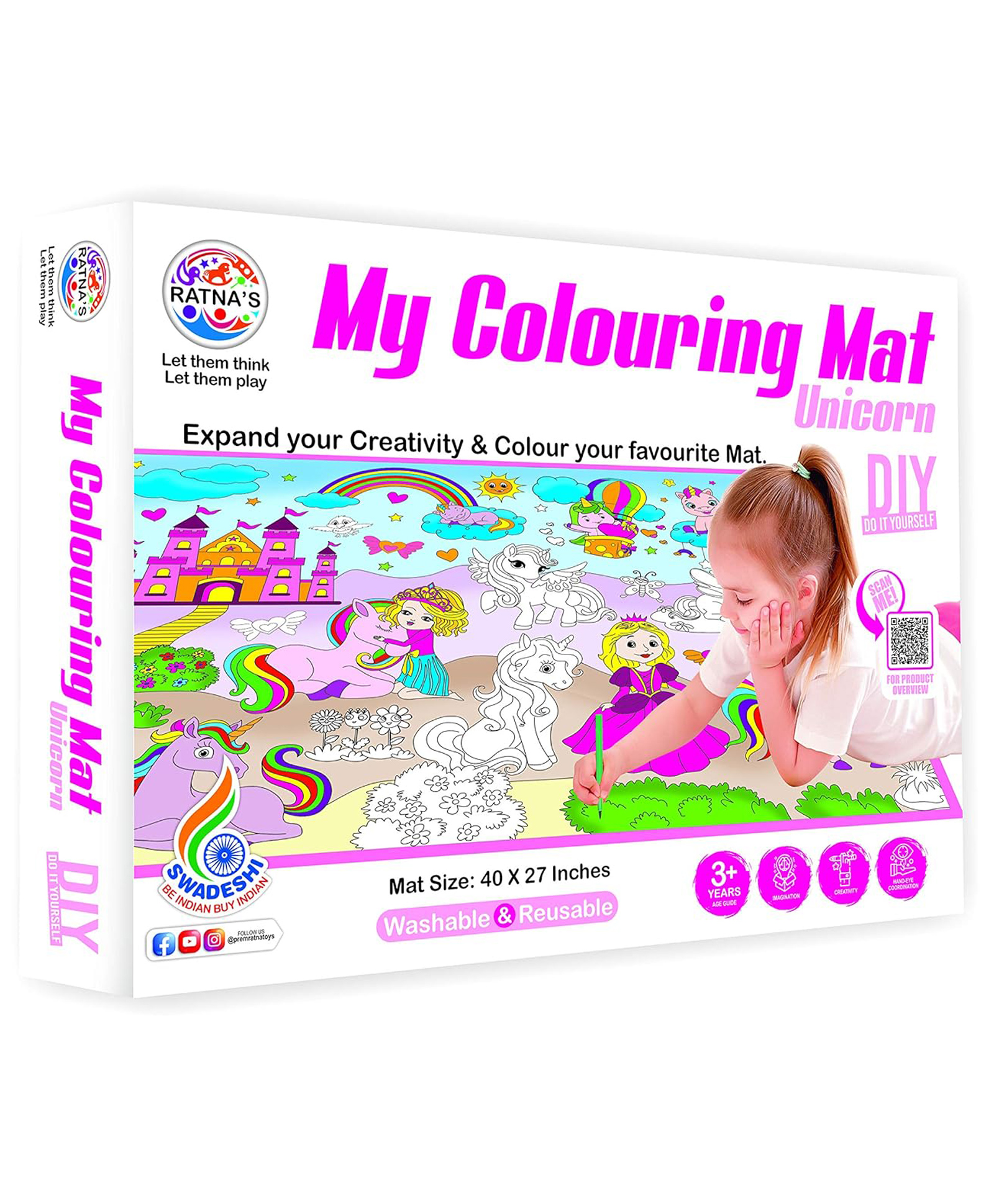 Ratnas DIY My Colouring Mat Unicorn Theme - Multicolour