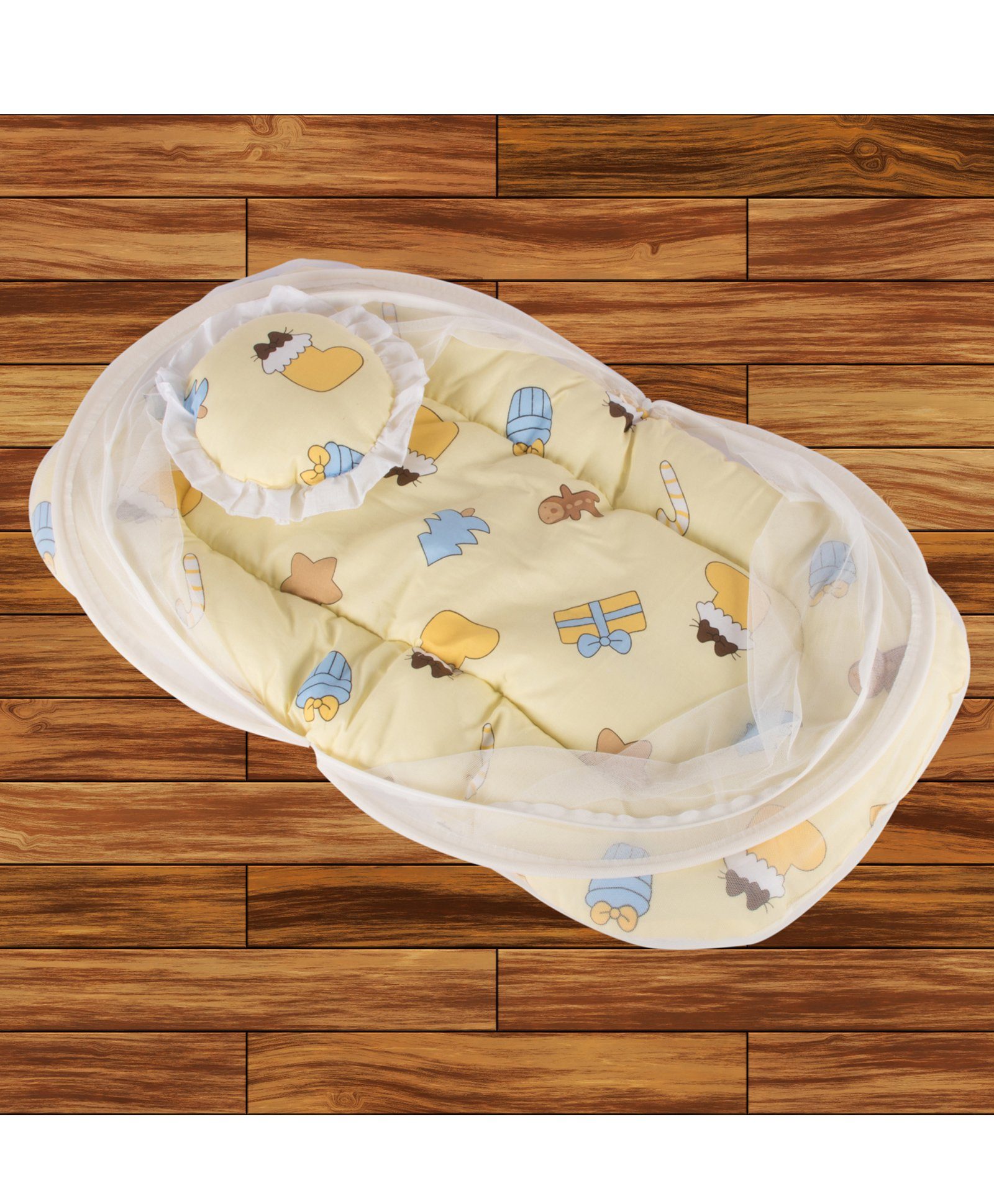 Mittenbooty Cotton Mosquito Net With Attached Bedding Set Ice Cream Print - Yellow-image-47